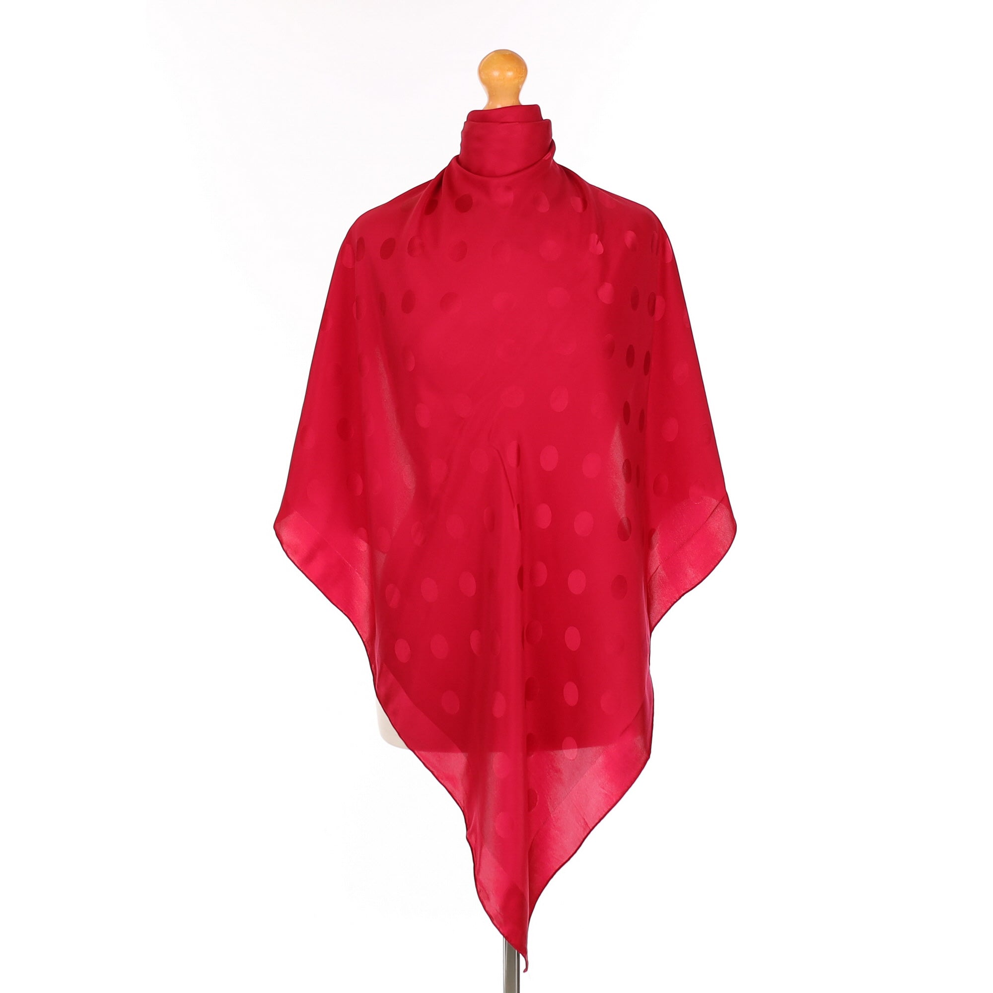 Givenchy Wine Red Polka Dot Vintage Silk Scarf