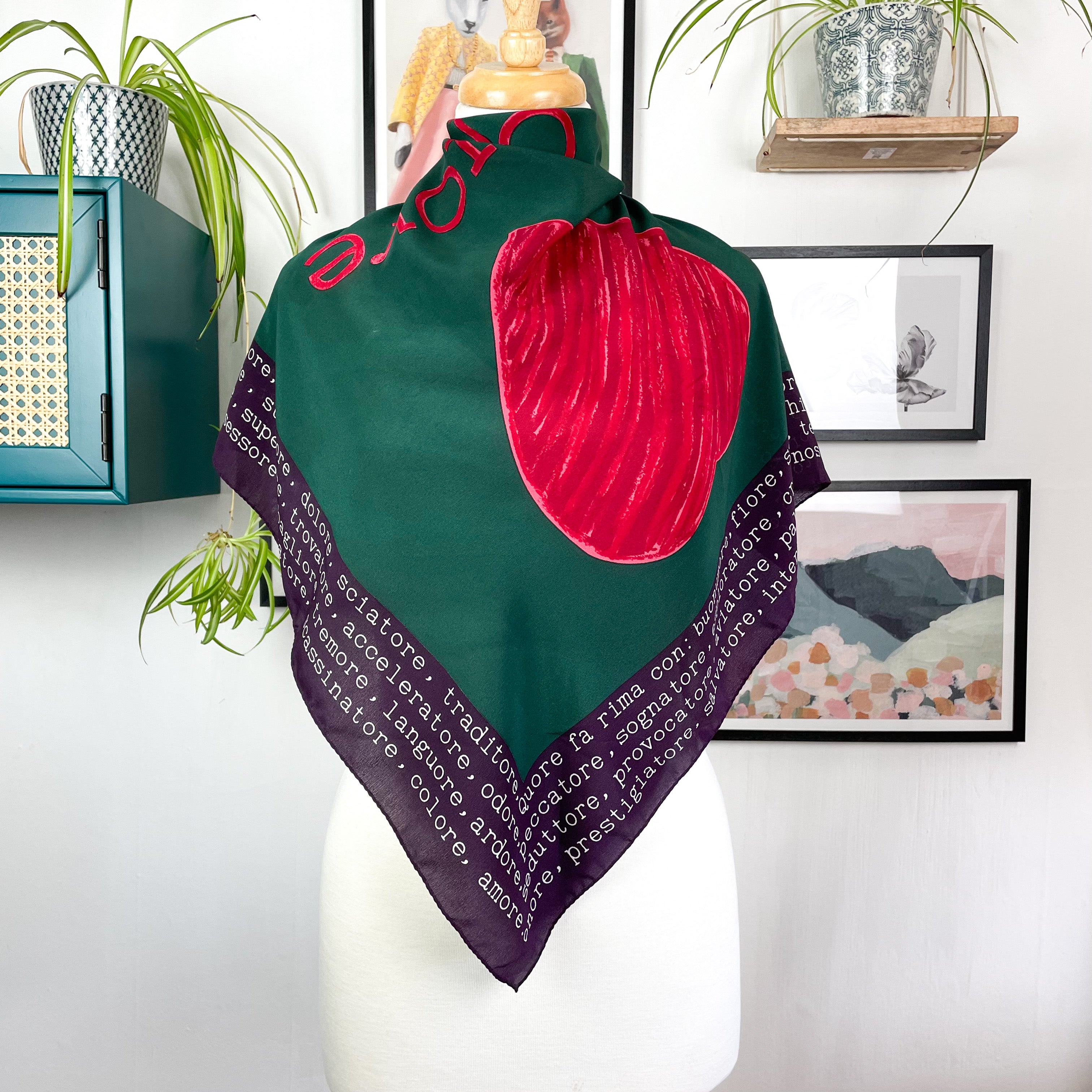 Moschino Heart Design Silk Scarf