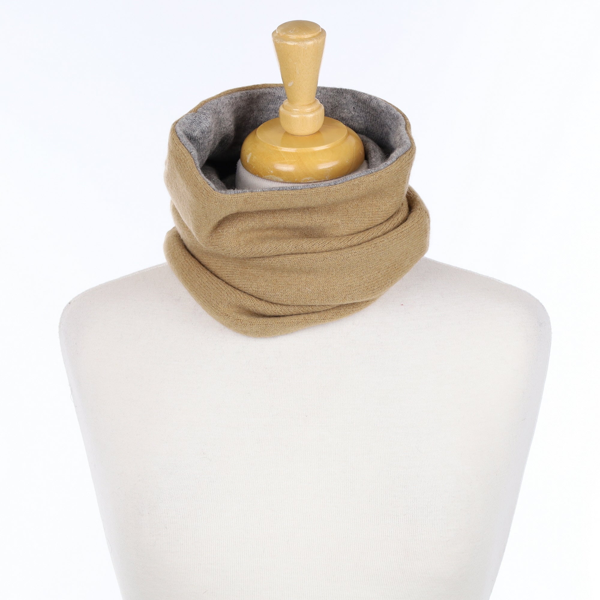 Men’s Caramel and Slate Grey Luxury Double Layered Snood