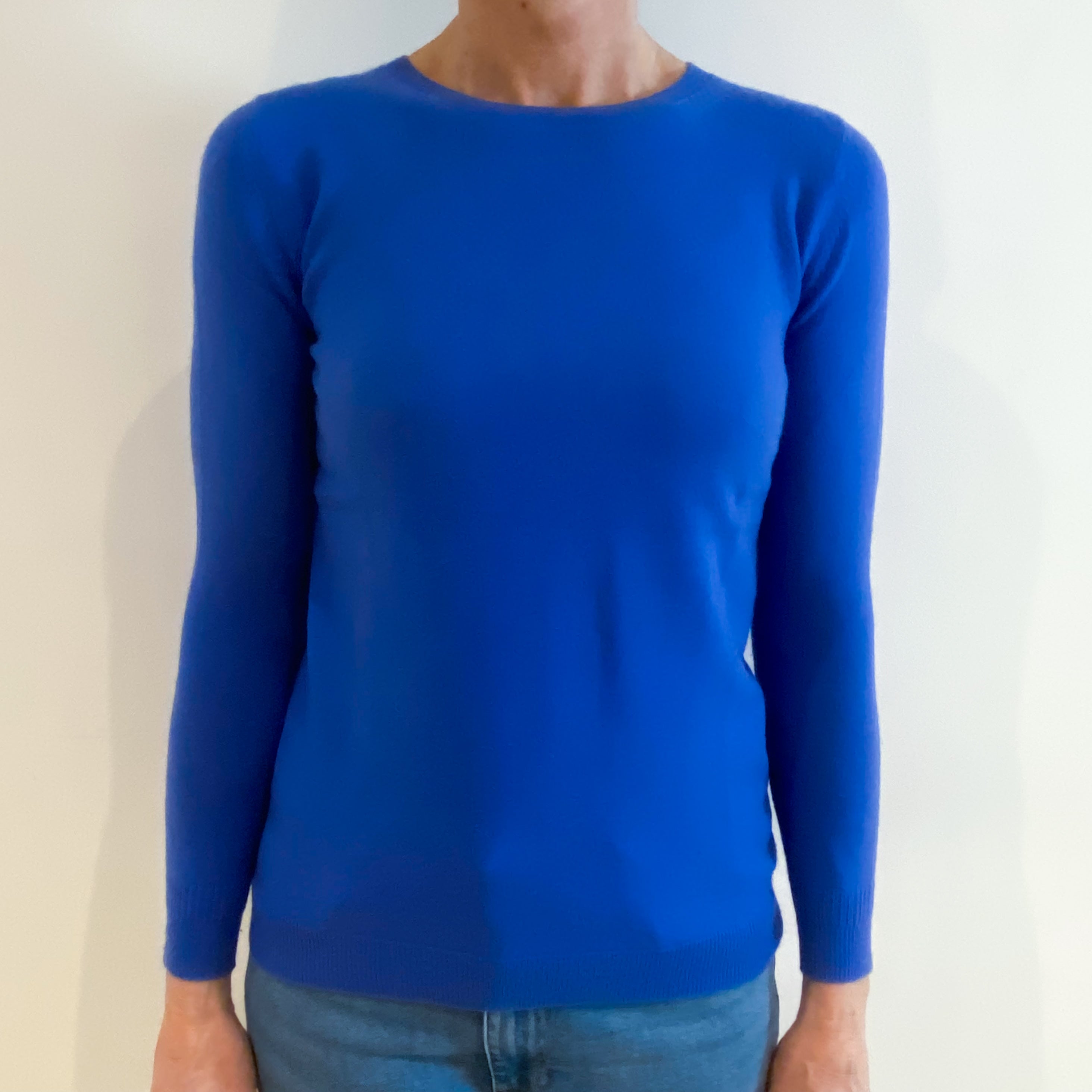 Azure Blue Cashmere Crew Neck Jumper Small