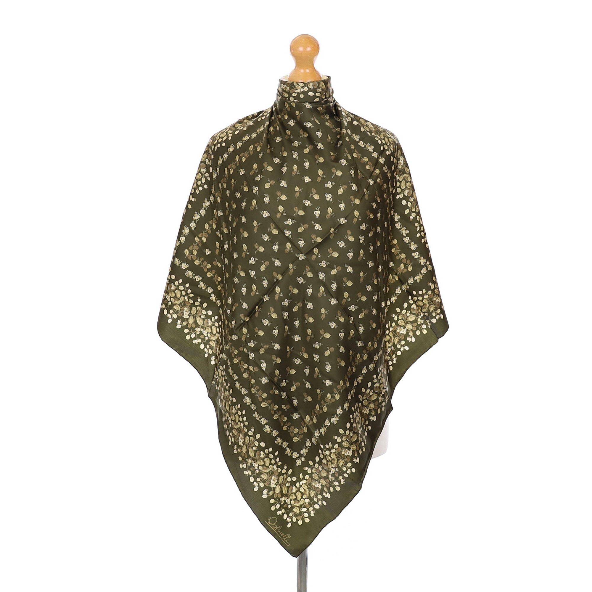 Ostinelli Brown Foliate Silk Scarf