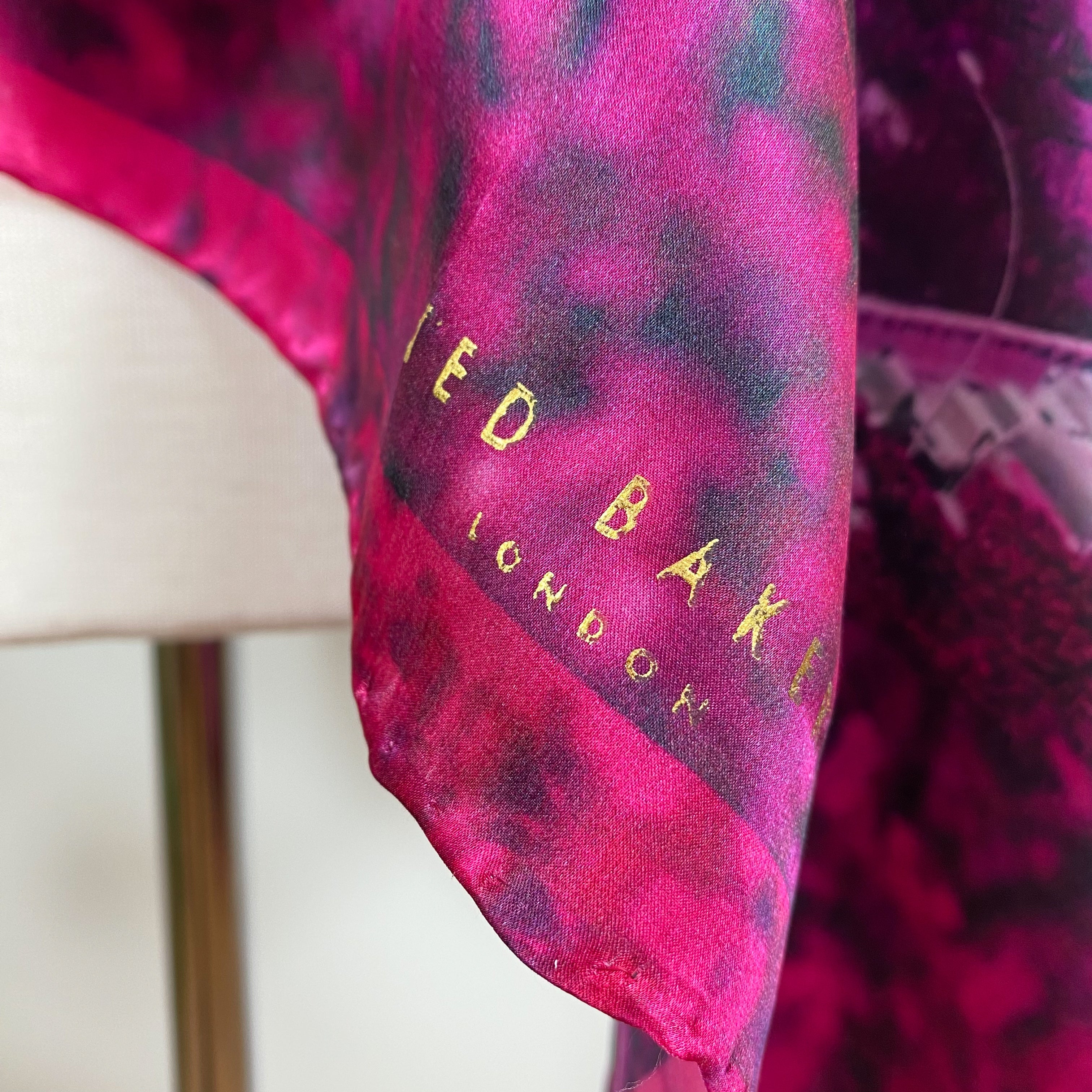 Shocking Pink Modern Ted Baker Wrap Style Silk Scarf