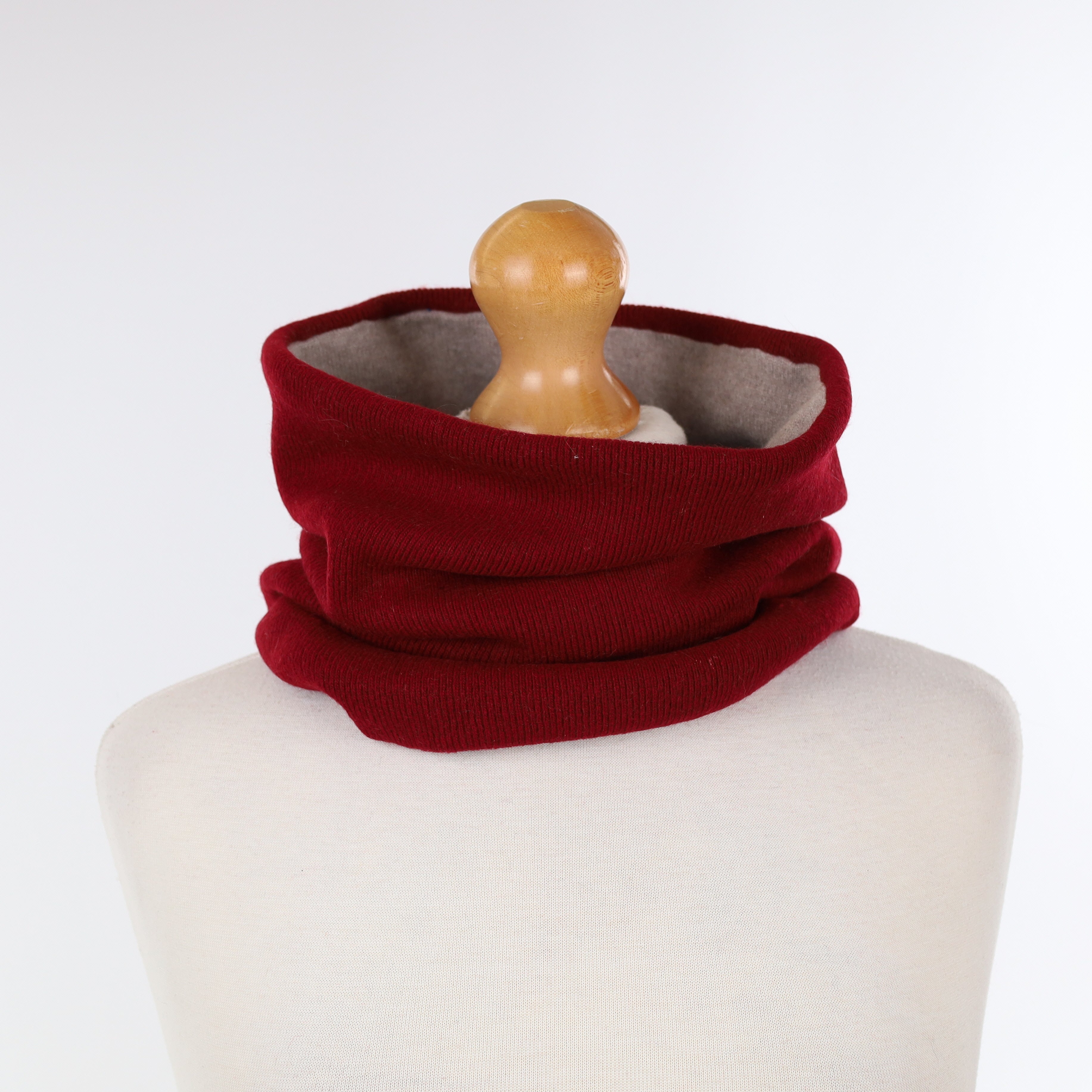 Wine Red and Fawn Luxury Double Layered Snood