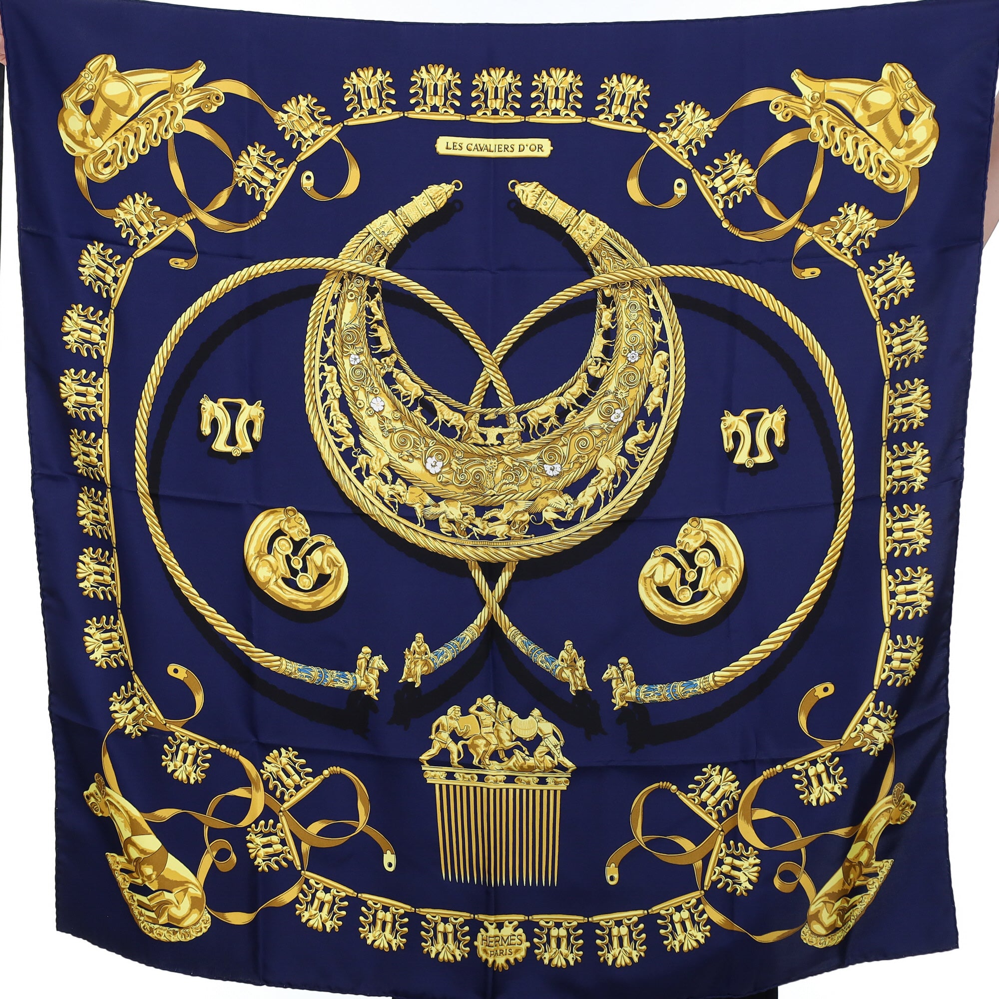 Pristine Hermès Les Cavaliers D’or Silk Scarf