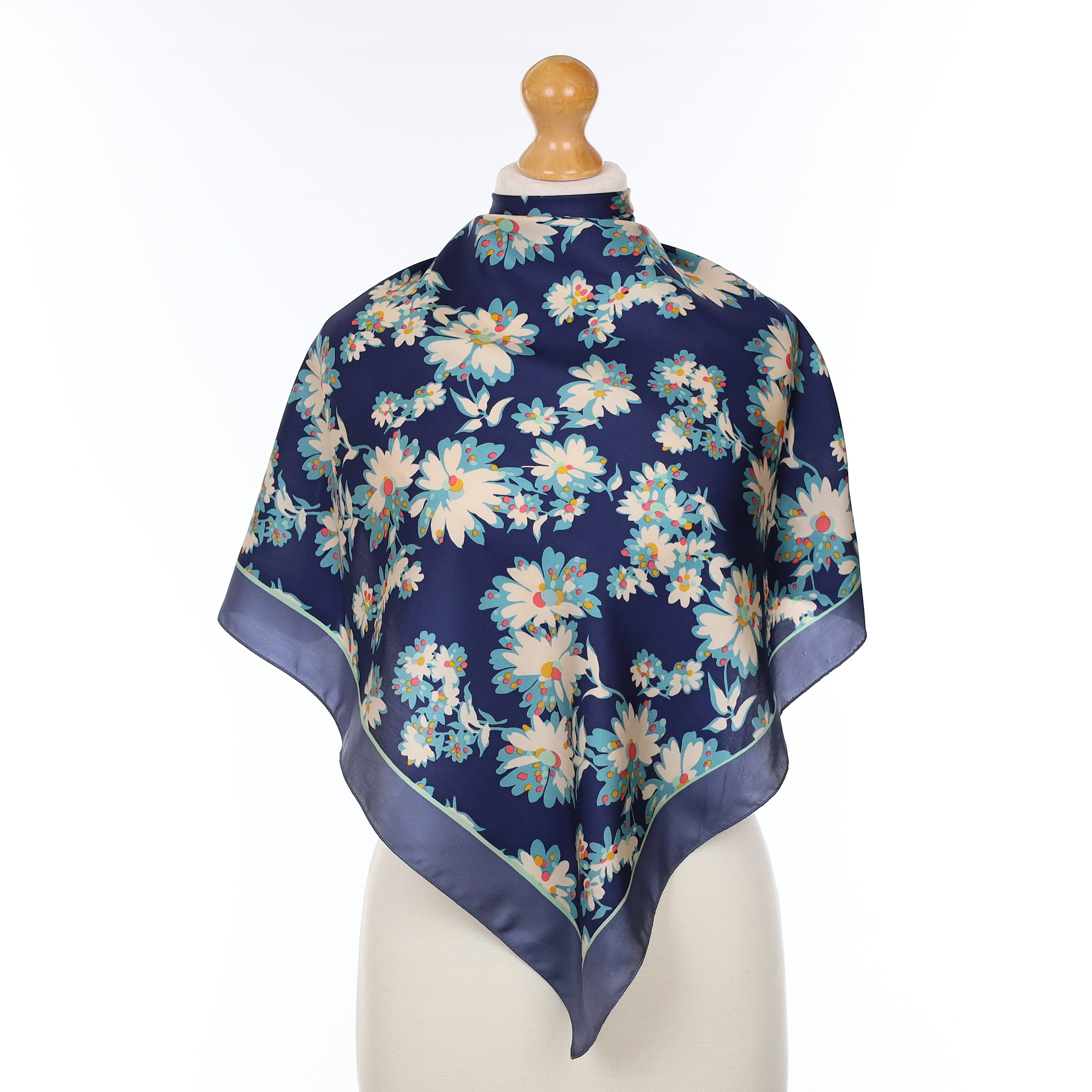 1970’s Liberty Blue Floral Vintage Silk Scarf