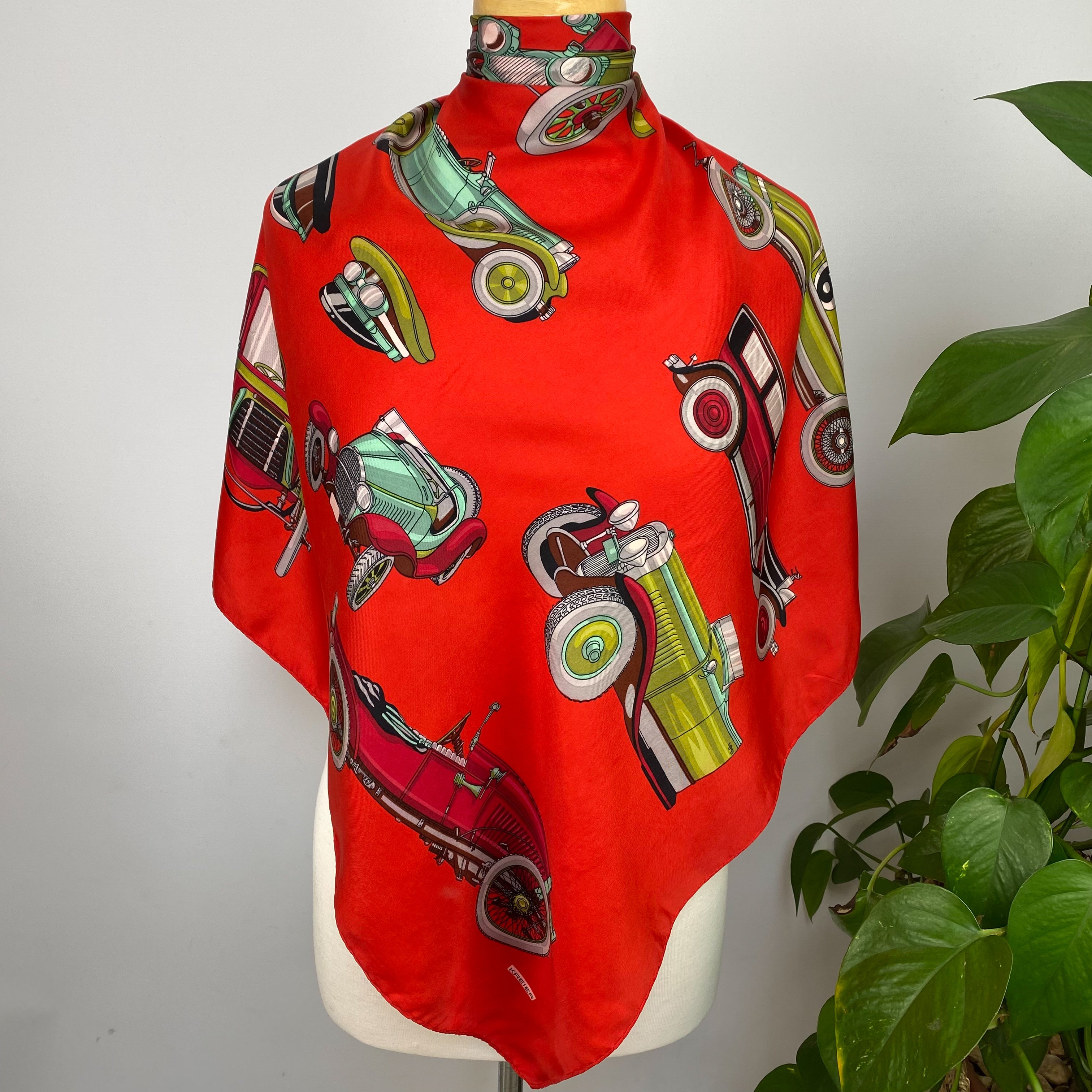 1960s Kreier Classic Car Vintage Silk Scarf