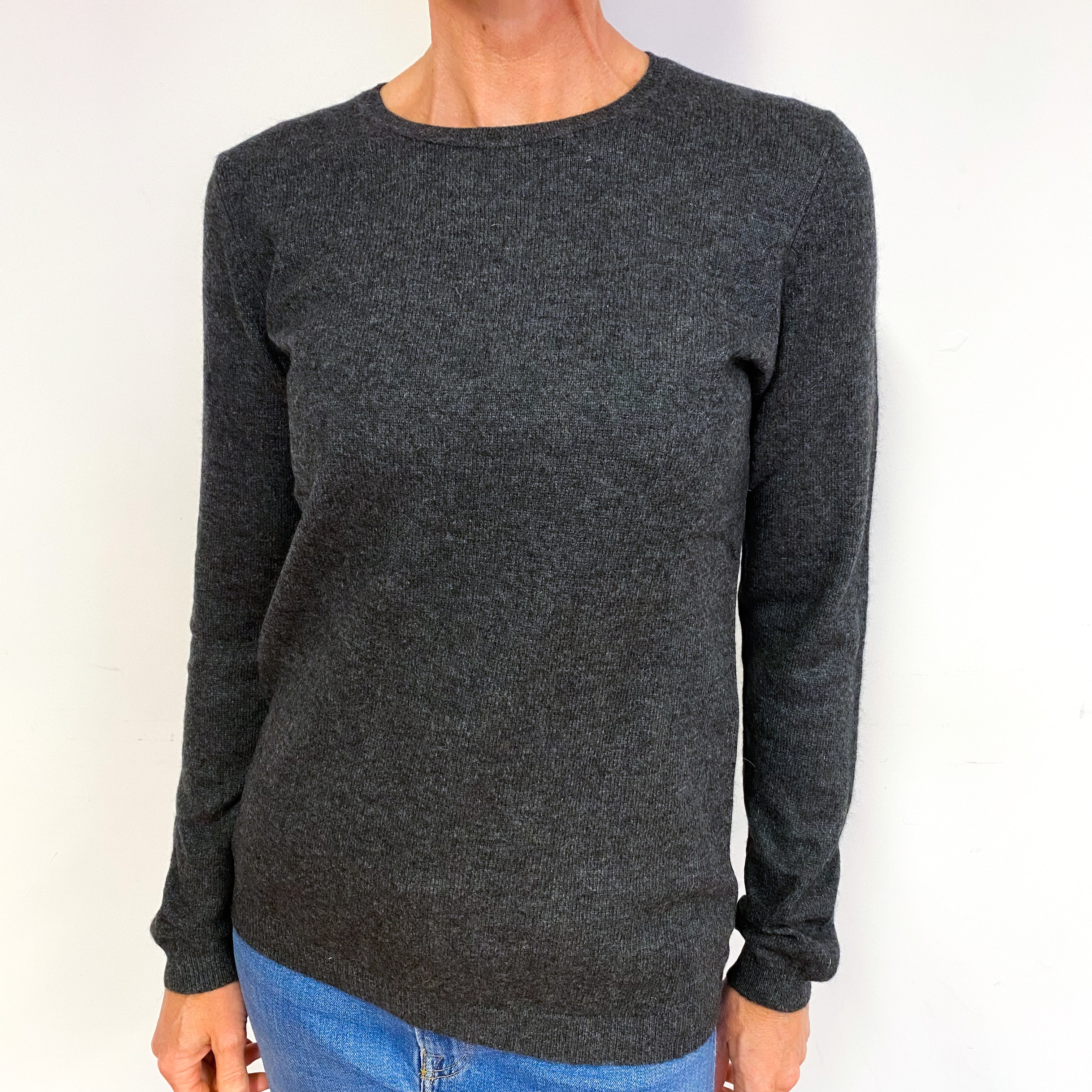 Charcoal Grey Cashmere Crew Neck Jumper Medium