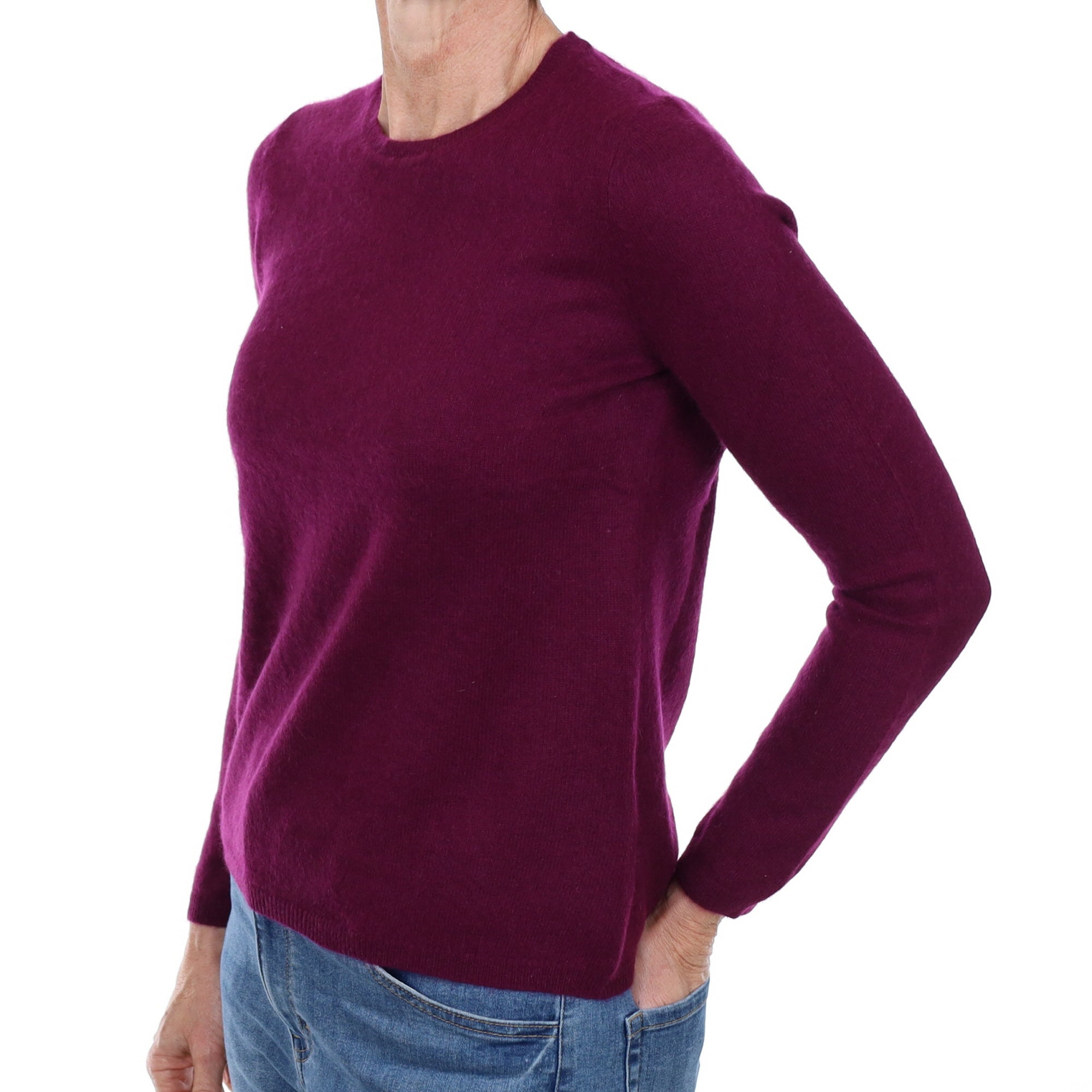 Mulberry Purple Cashmere Crew Neck Jumper Small
