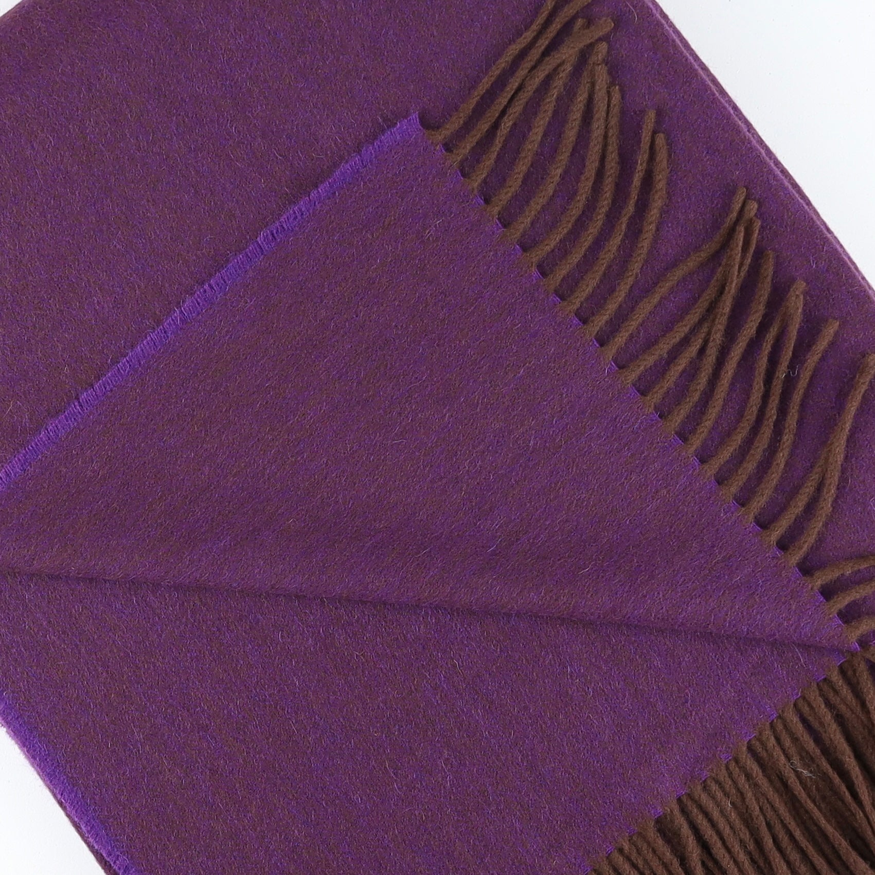 Brand New English Regal Purple and Chocolate Brown Marl Luxury Woven Cashmere Blanket