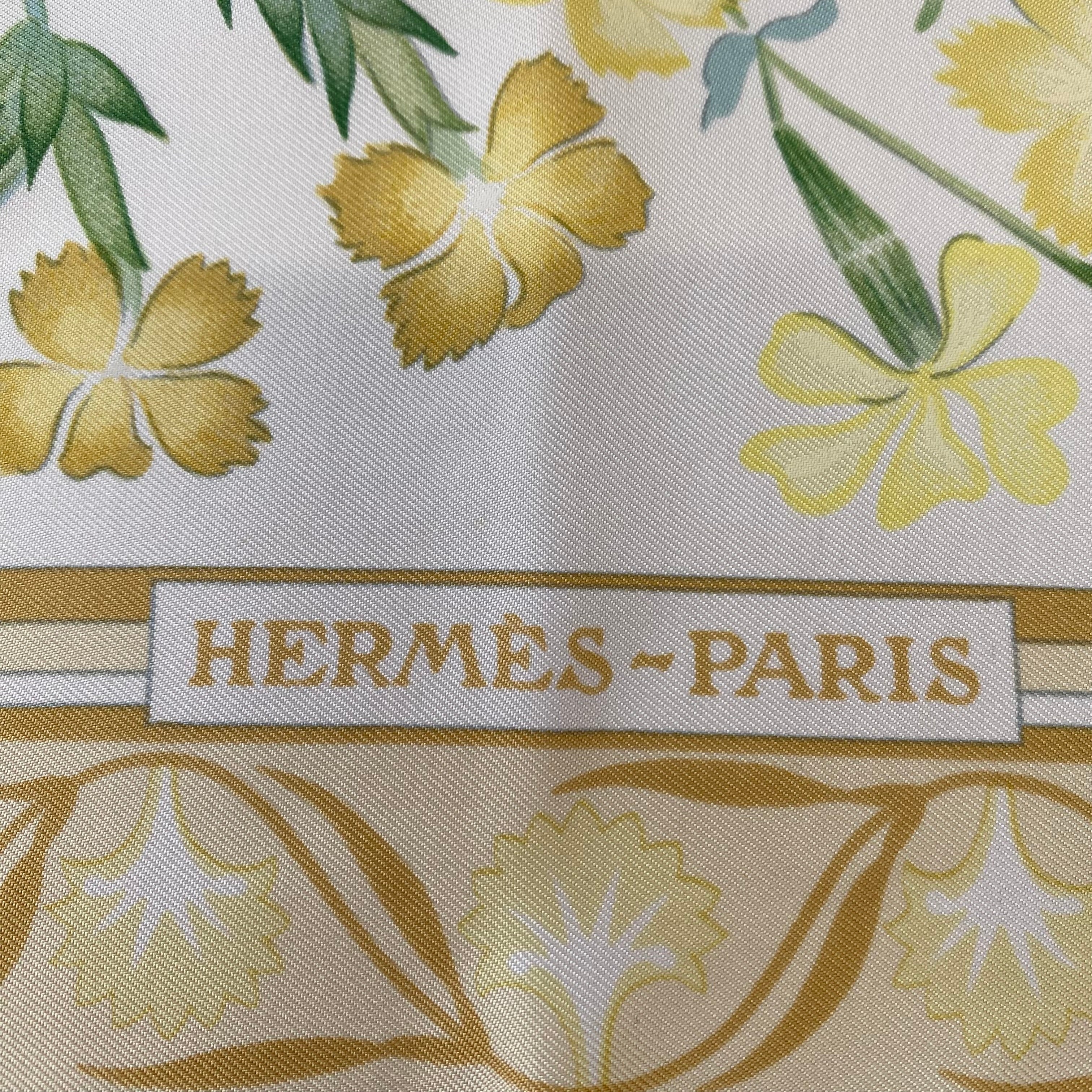 Hermès Oeillets Sauvages et autres Caryophyllées Silk Scarf