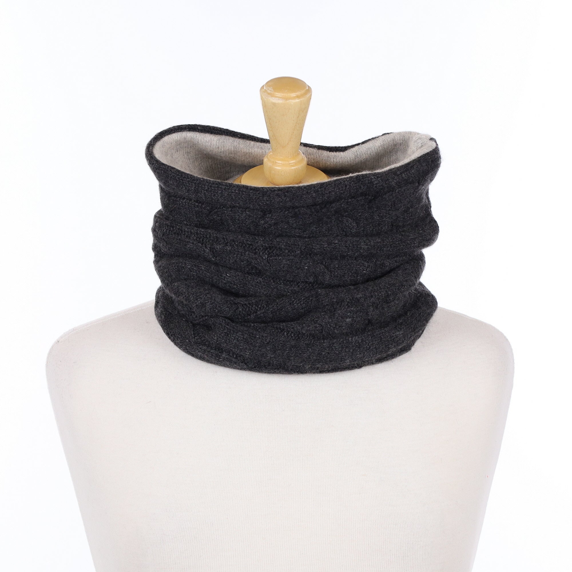 Charcoal Cable and Smoke Luxury Double Layered Snood
