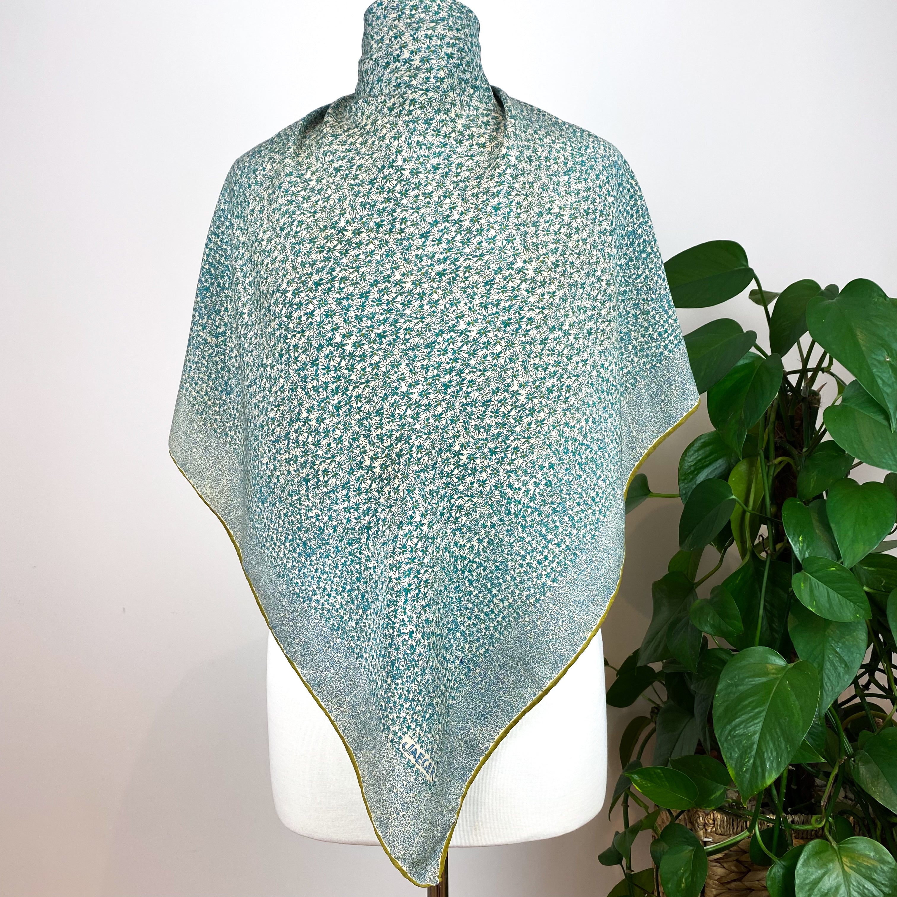 1970s Jaeger Floral Vintage Silk Scarf
