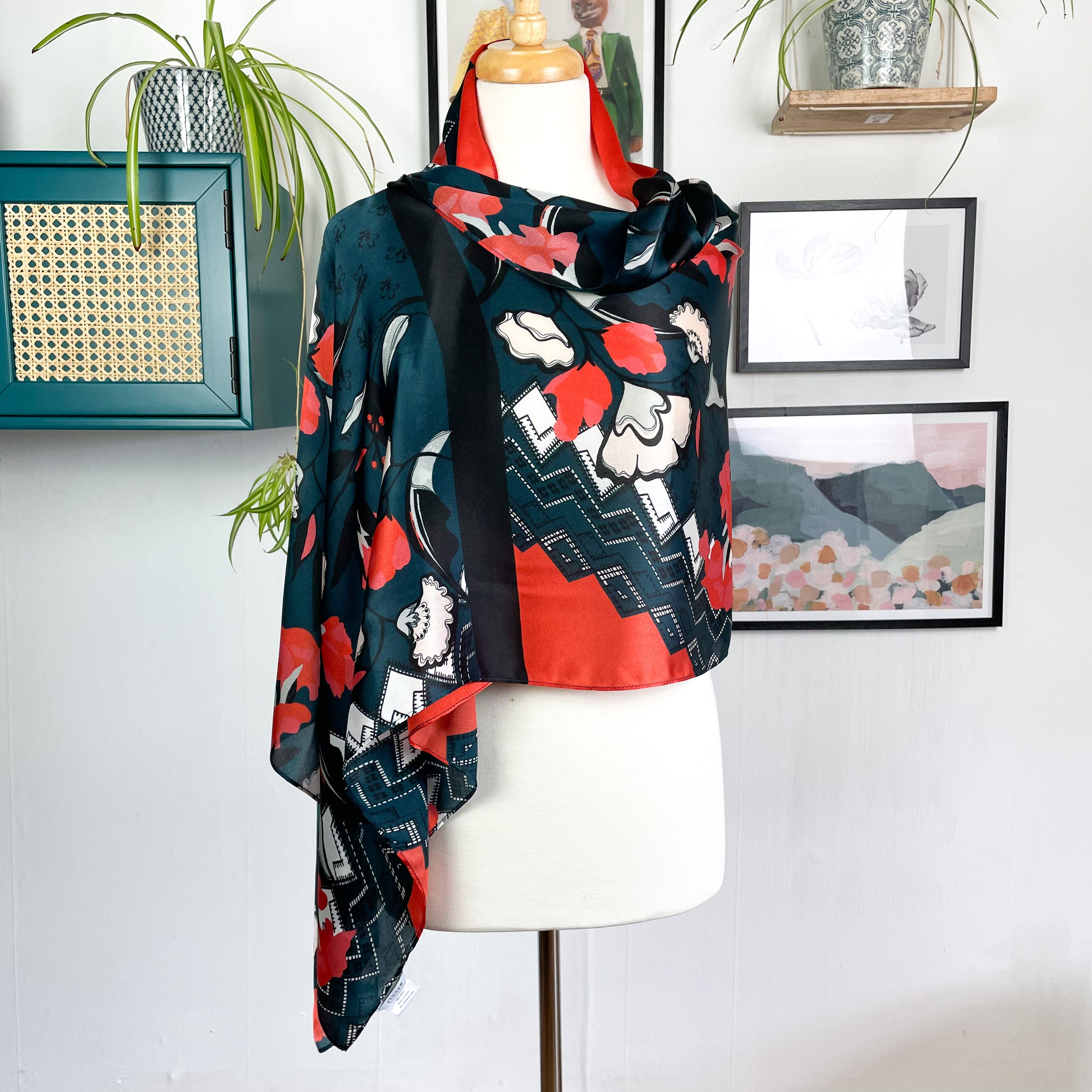 Jigsaw Wrap Style Silk Scarf