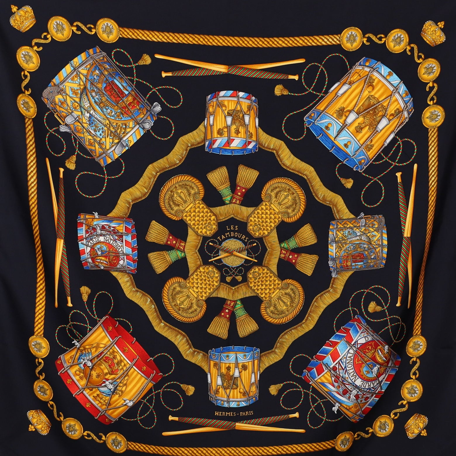 Hermès Les Tambours Silk Scarf