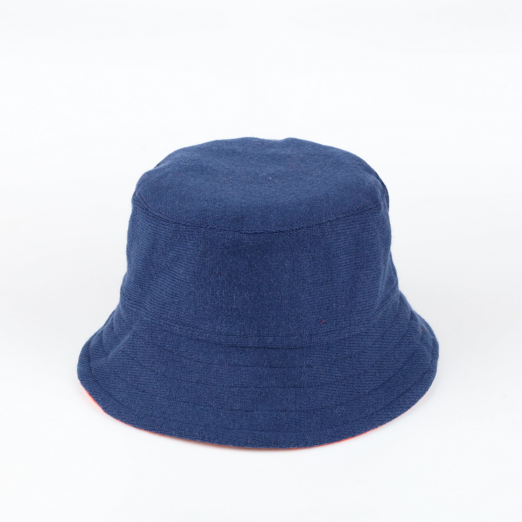 Crab Orange and Blue Reversible Cashmere Bucket Hat Small