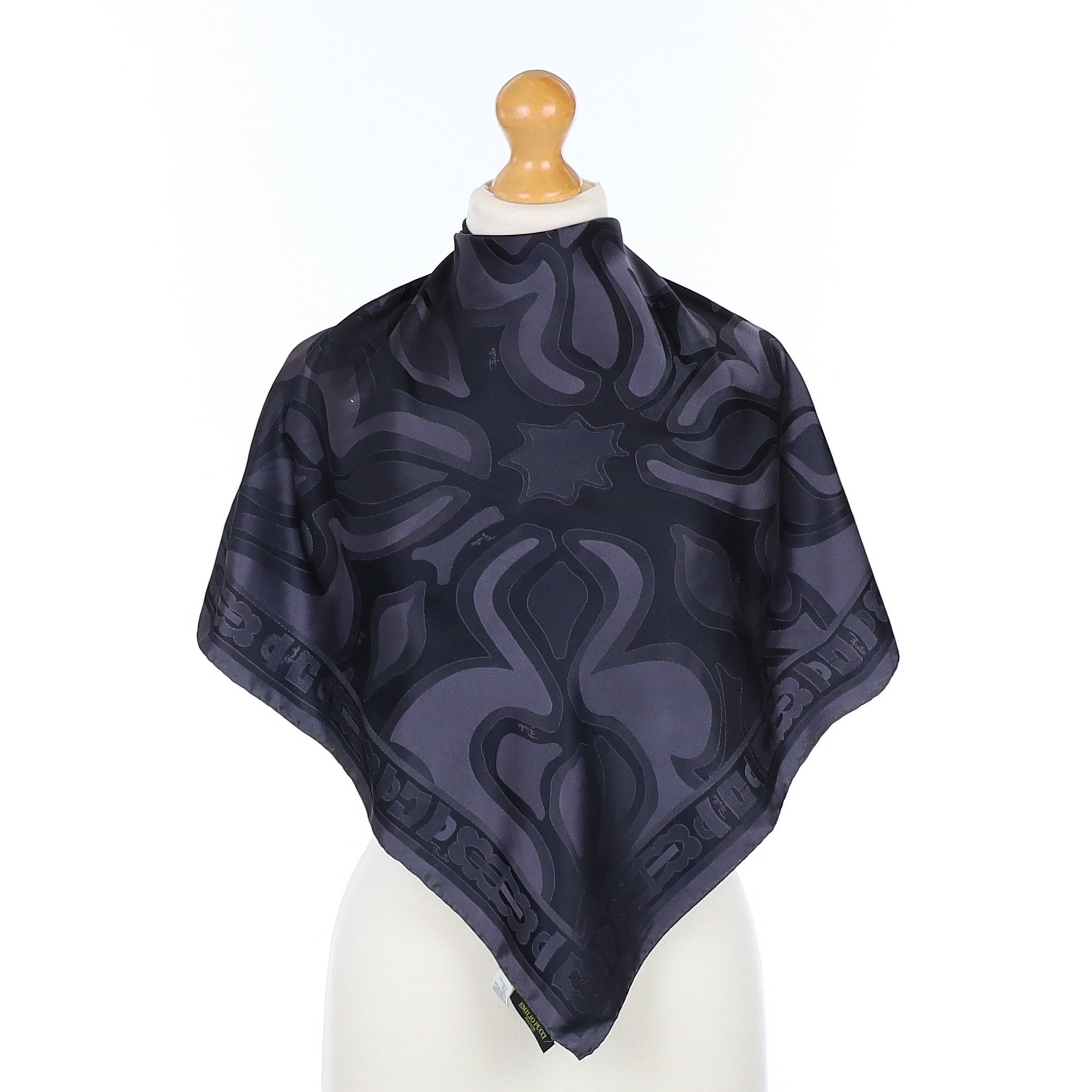 Emilio Pucci Black and Grey Silk Scarf