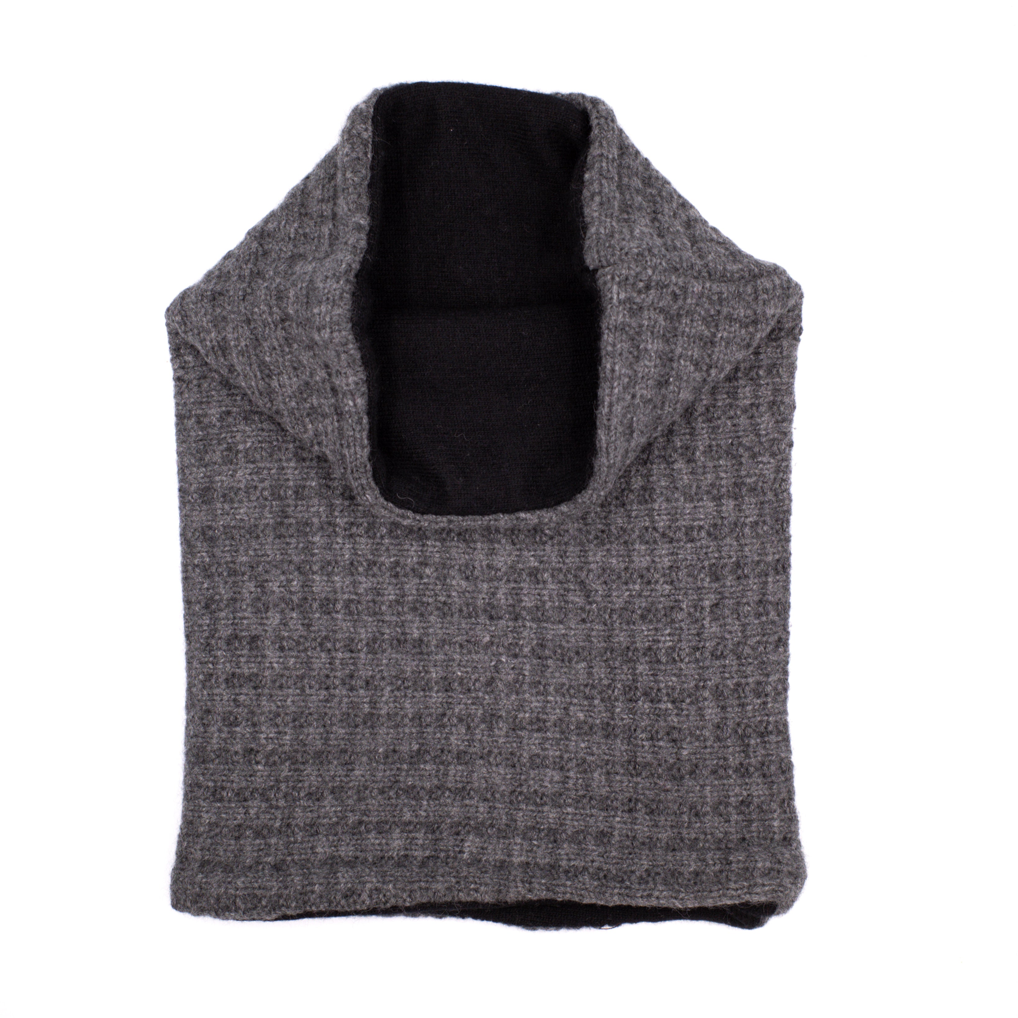 Slate Grey Waffle Knit and Black Luxury Double Layered Snood