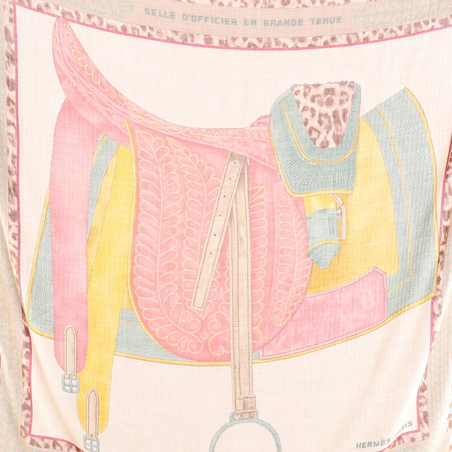Hermès Selle D’Officier En Grande Tenue Silk and Cashmere Shawl