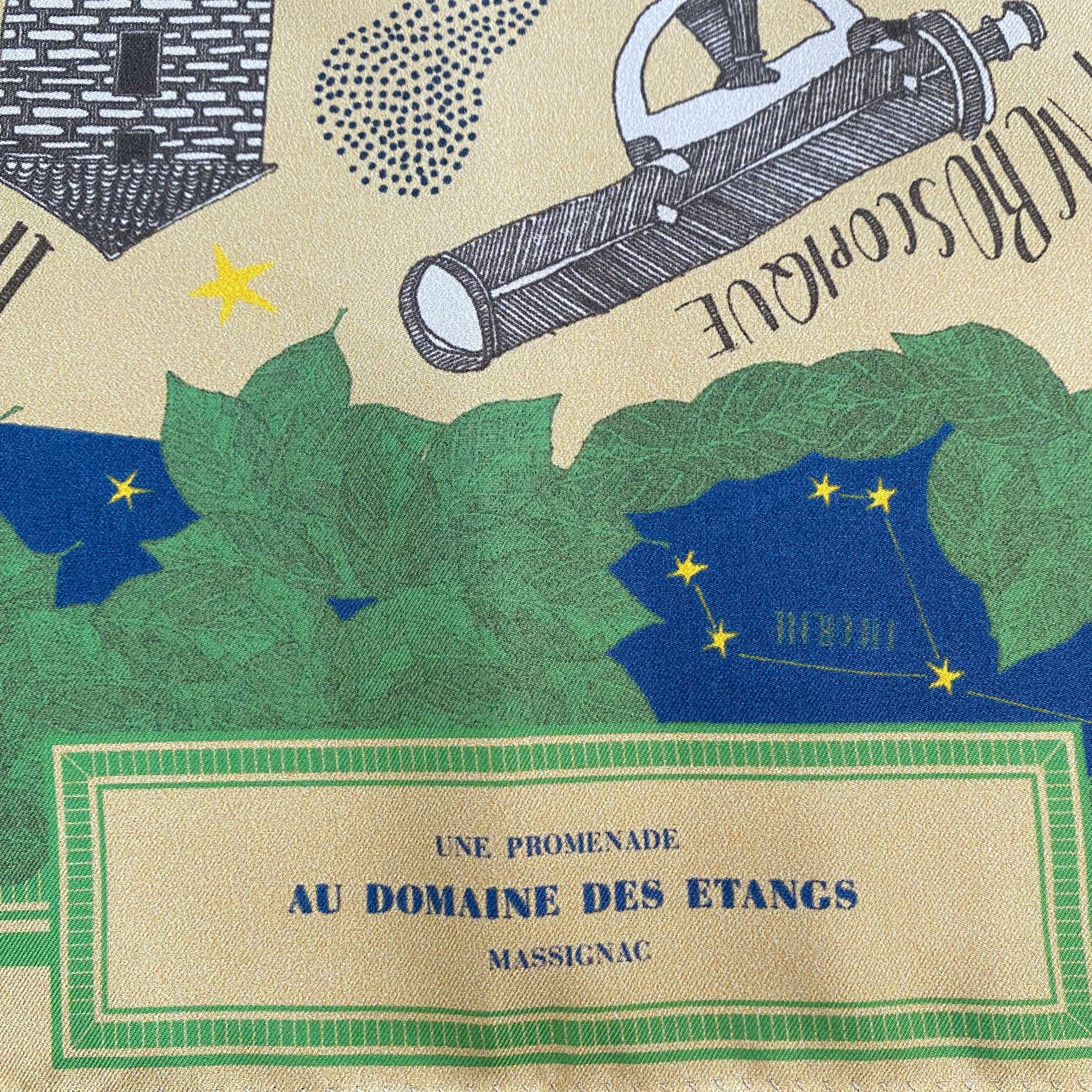 French ‘Au Domaine Des Etangs’ Silk Scarf