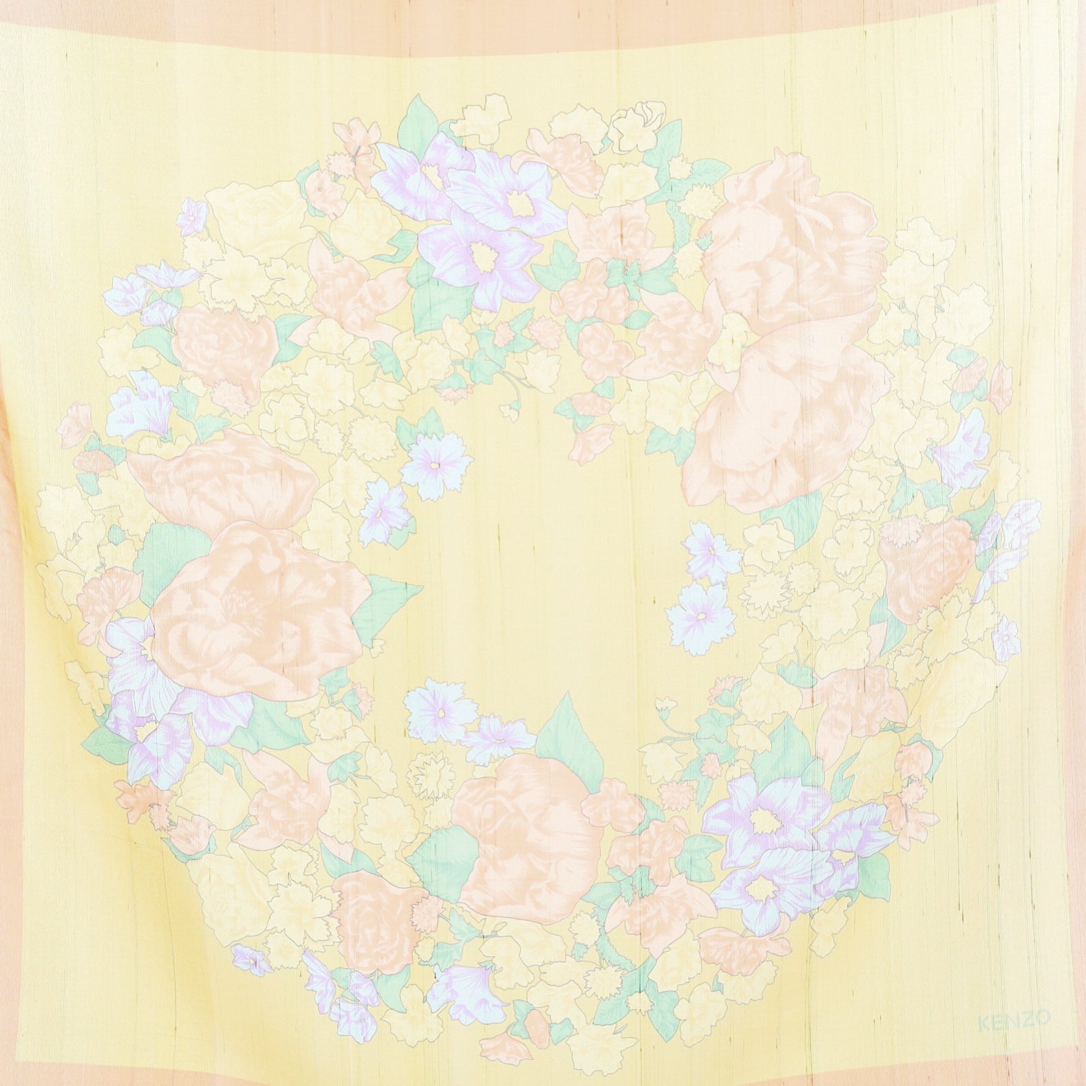 Brand New Kenzo Yellow Chiffon Silk Scarf