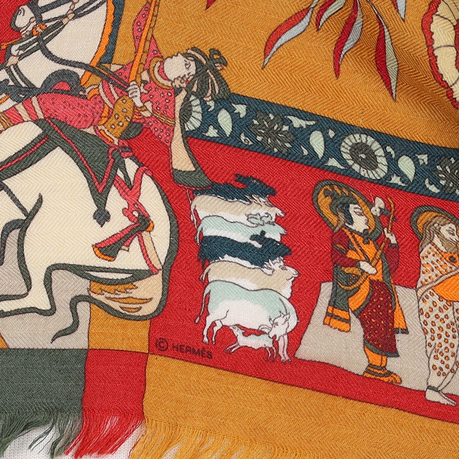 Boxed Hermès Fantaisies Indiennes Silk & Cashmere Scarf