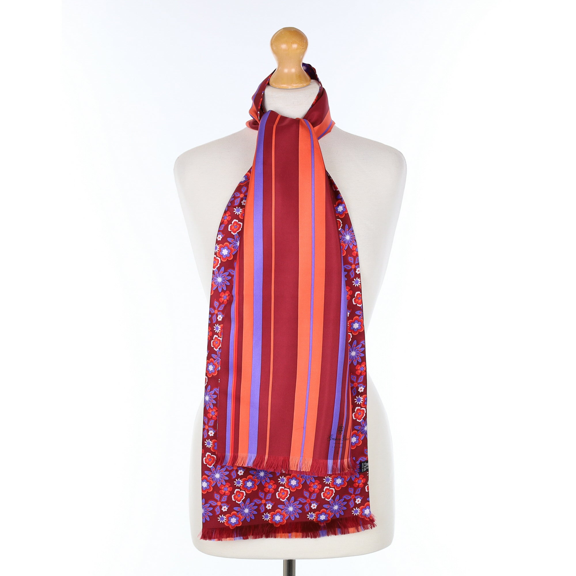 Brand New Gresham Blake Striped Silk Scarf