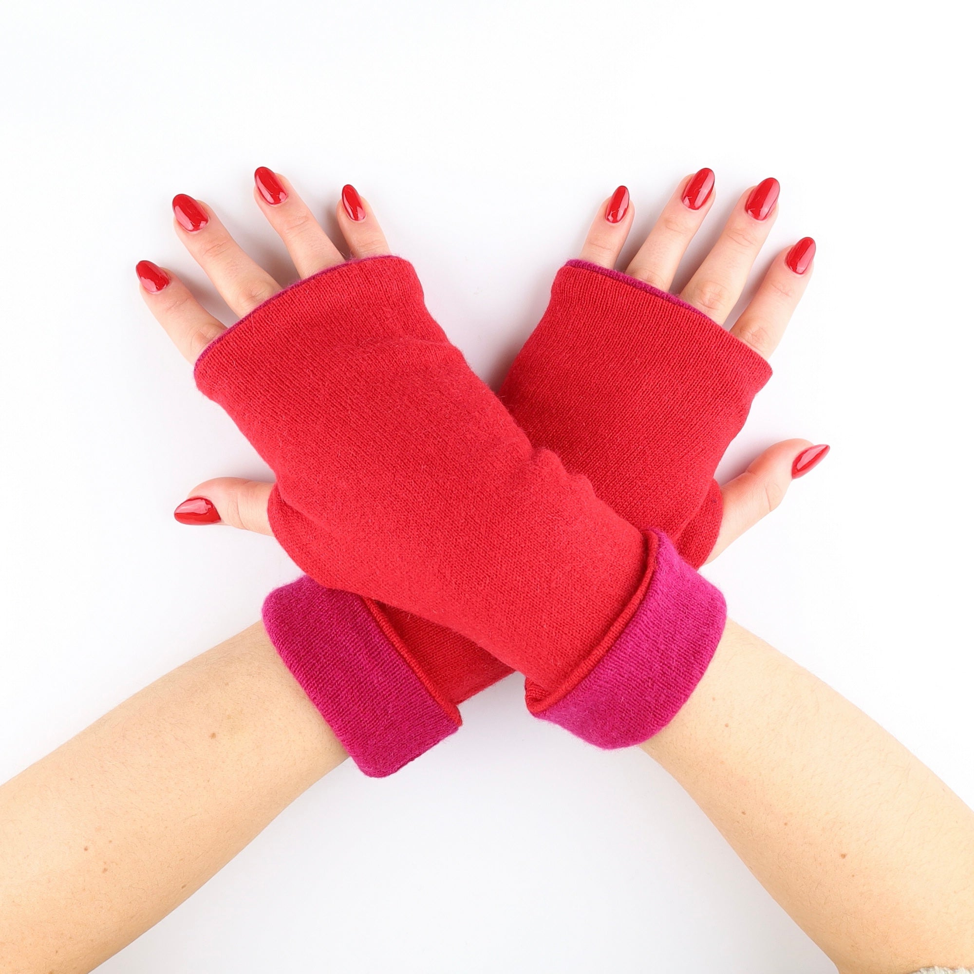 (Copy) Fern and Sea Green Reversible Fingerless Gloves