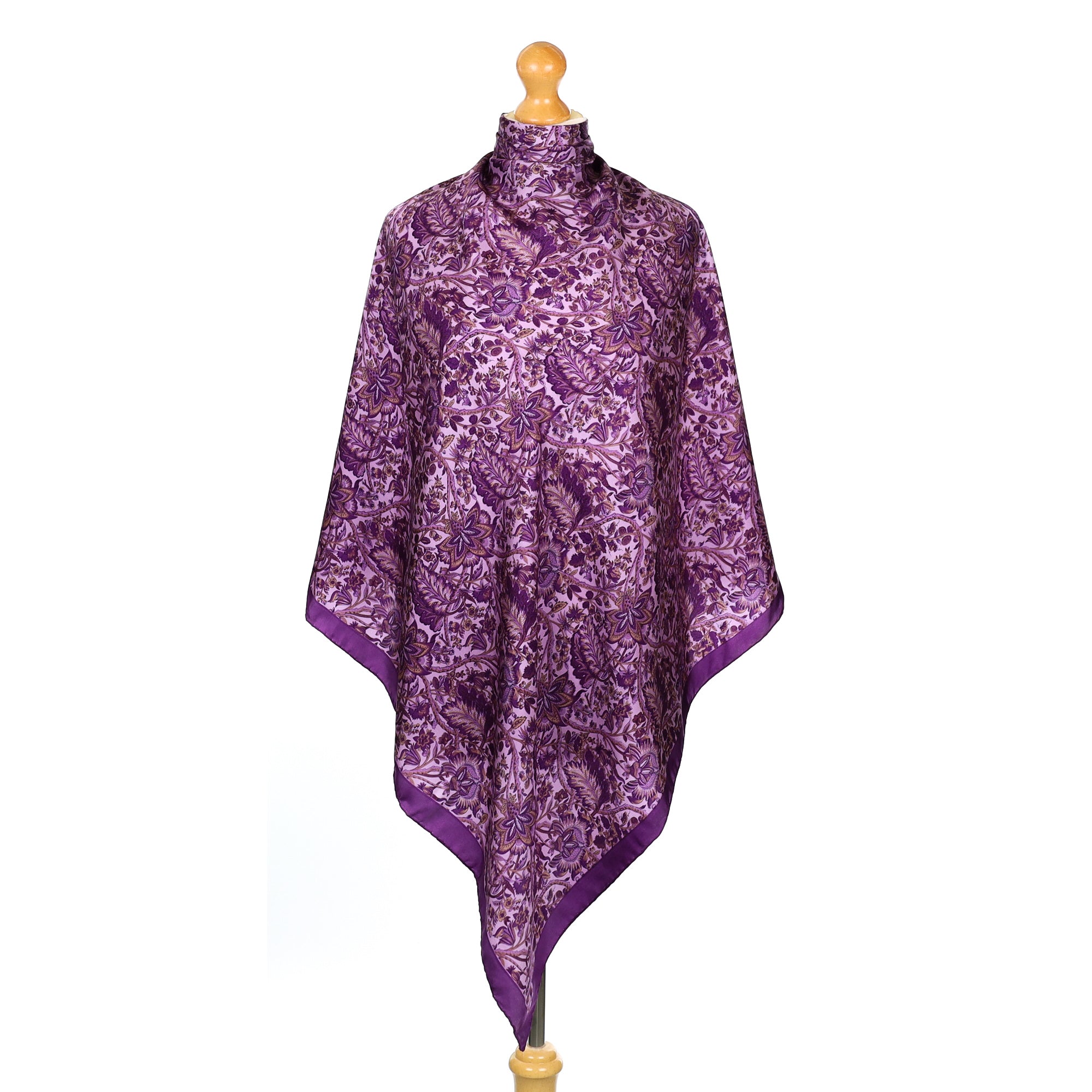 Beckford Purple Botanical Vintage Silk Scarf