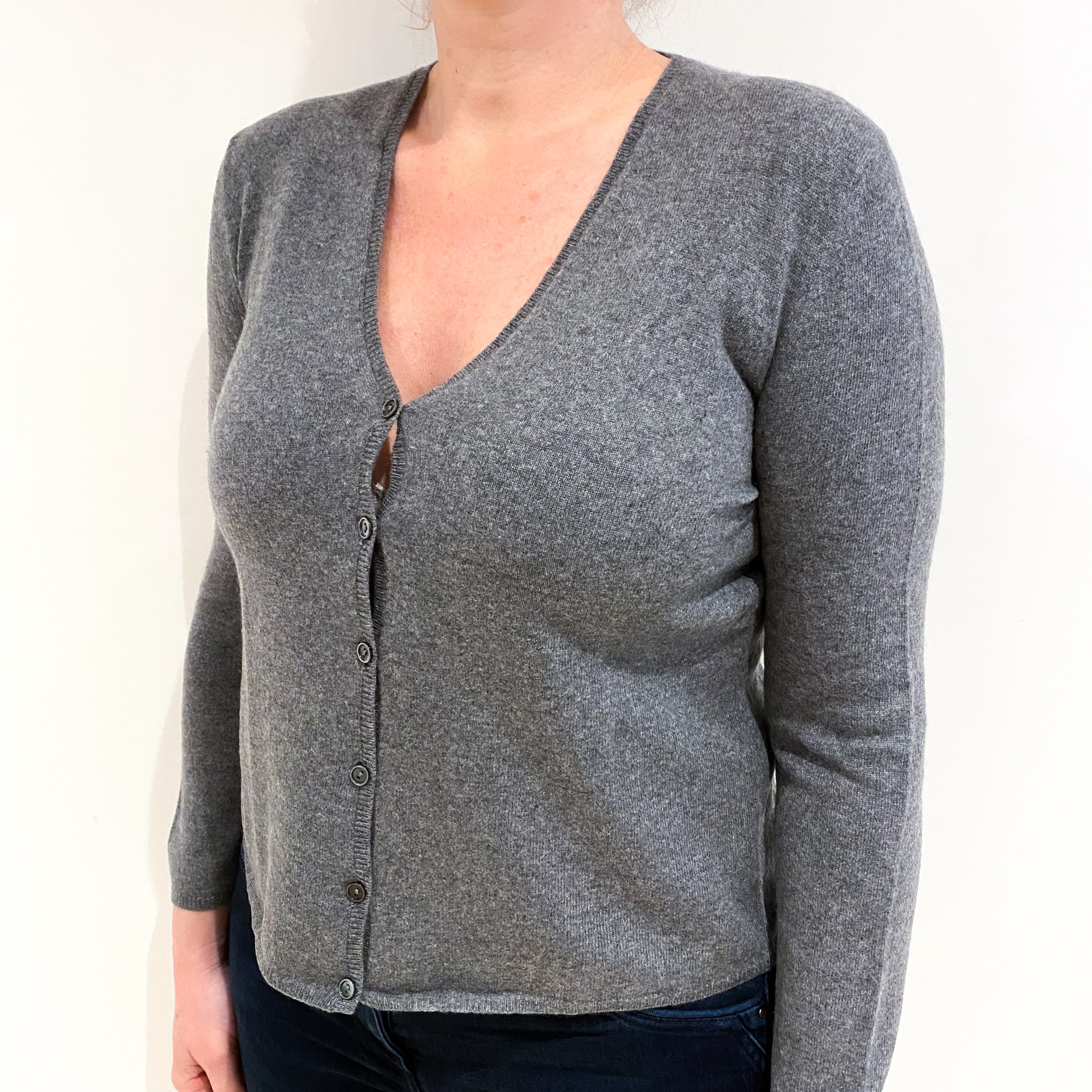 Steel Grey Cashmere Cardigan Large