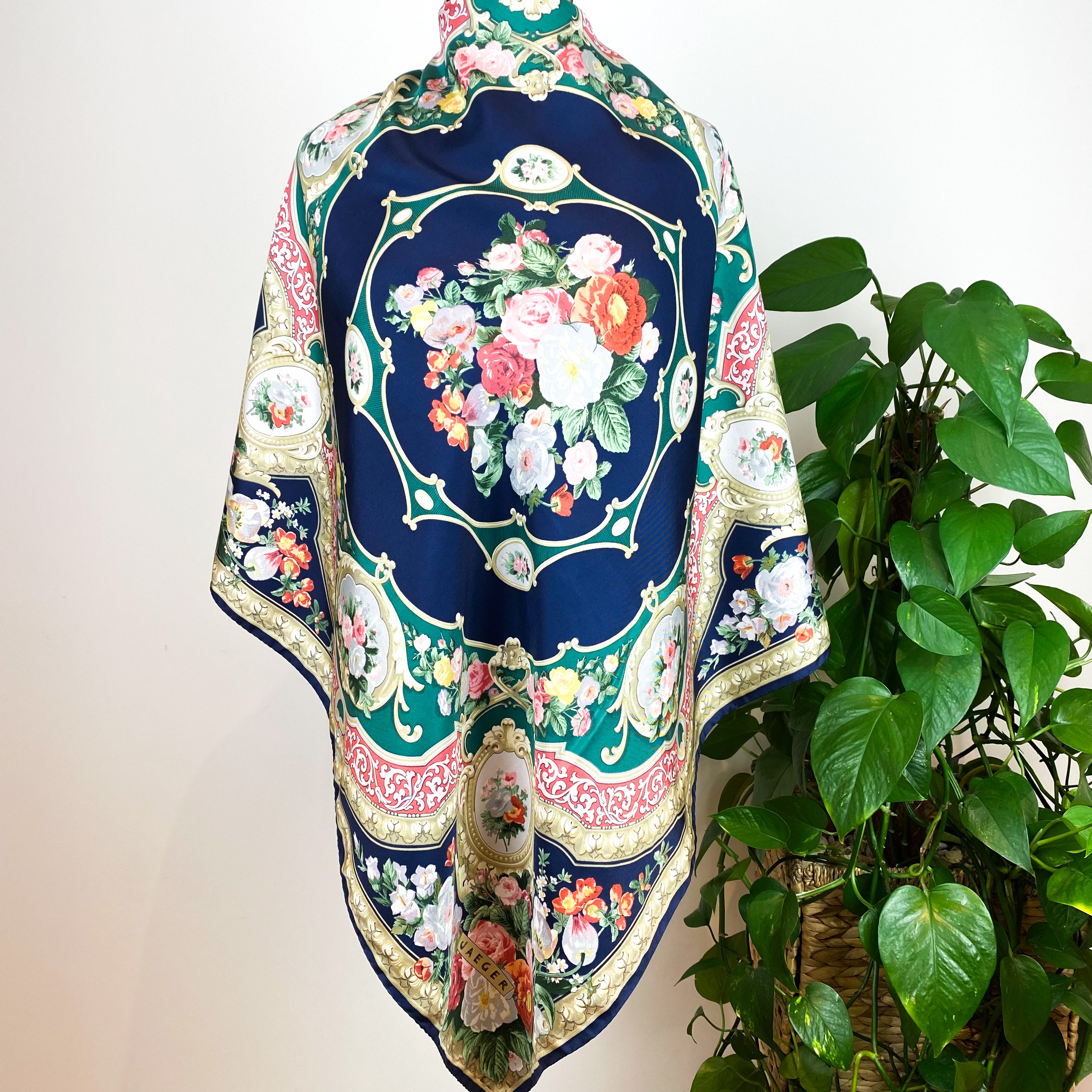 Immaculate 1980s Jaeger Floral Vintage Silk Scarf