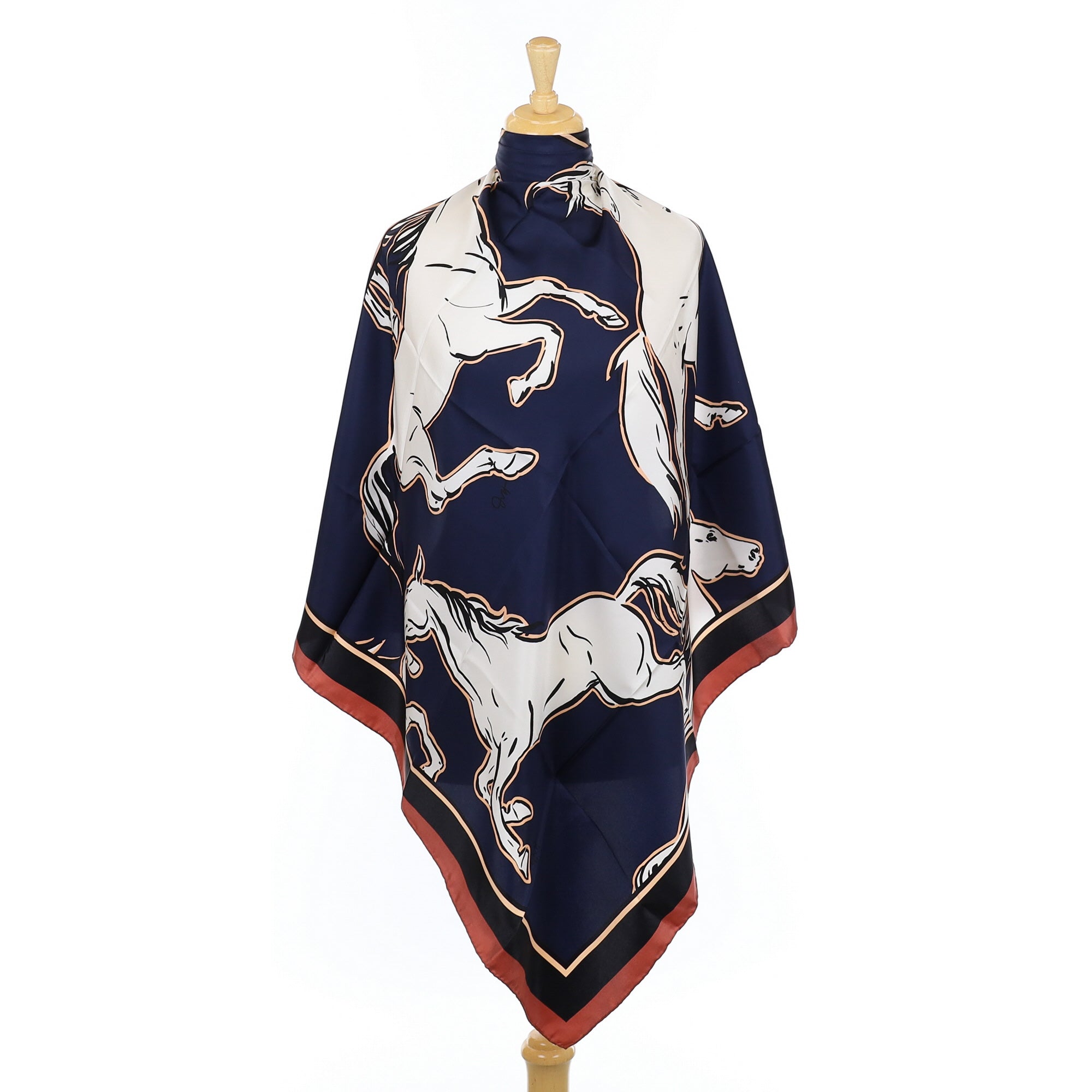 Brand New Olivia von Halle White Horses Silk Scarf