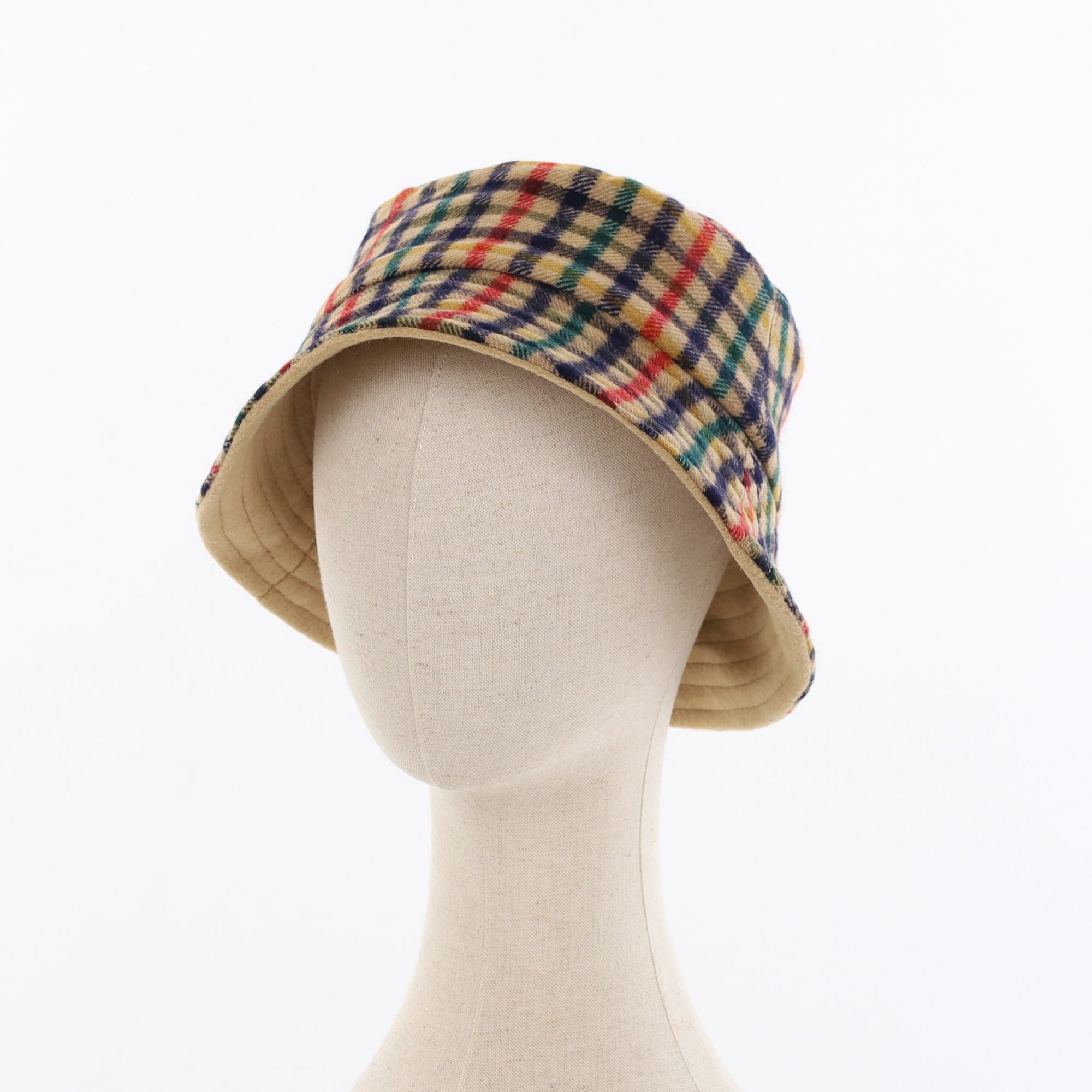 Unisex Multicolour Checked Reversible Cashmere Bucket Hat Men’s - M Women’s - L
