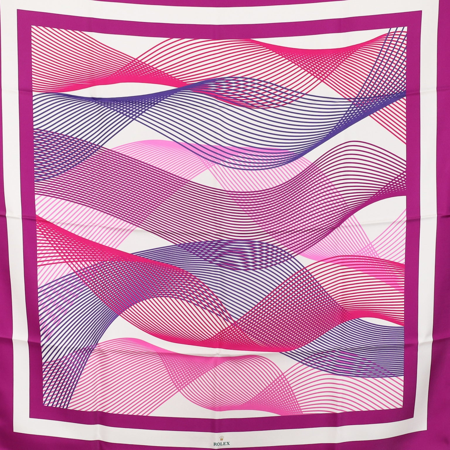 Rolex Purple and Pink Abstract Boxed Silk Scarf