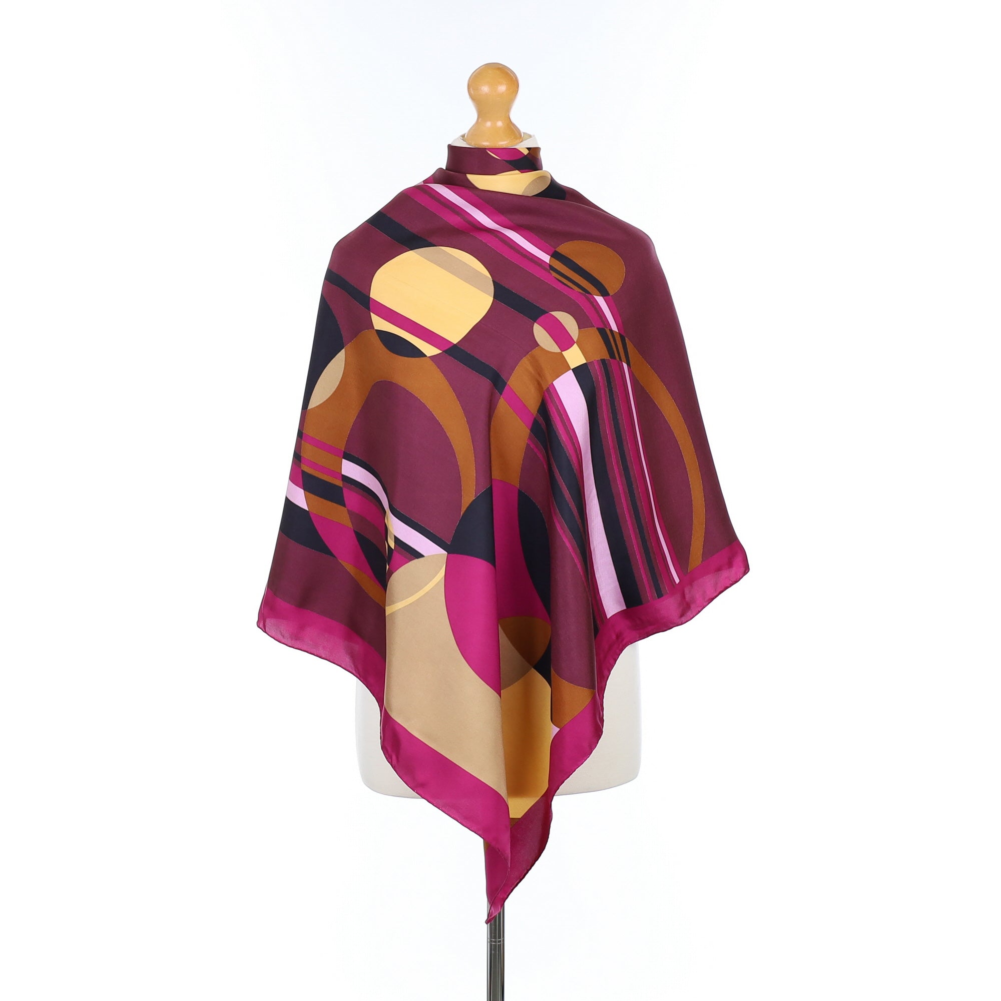Vakko Pink Abstract Vintage Silk Scarf