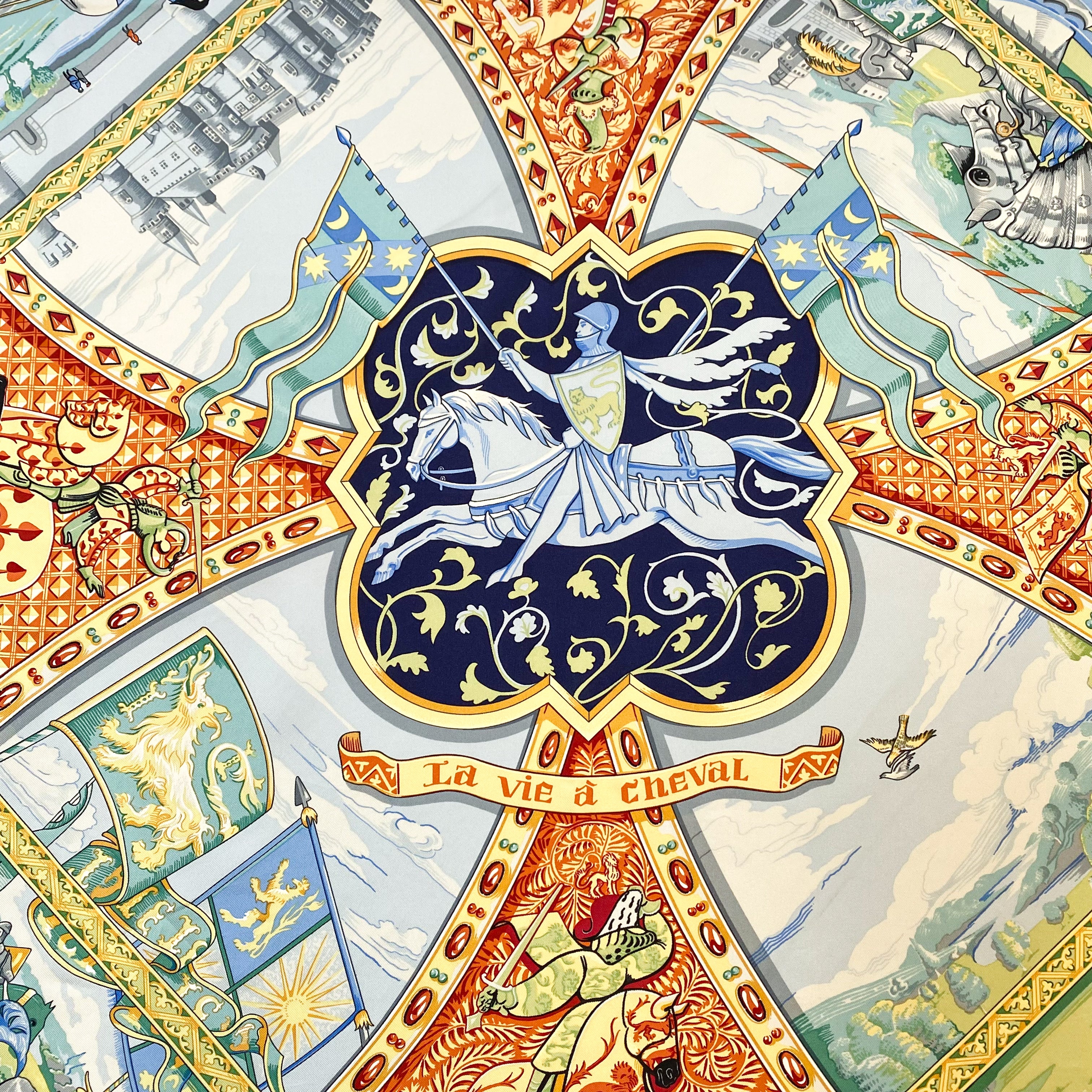 Boxed Hermés La Vie a Cheval Vintage Silk Scarf