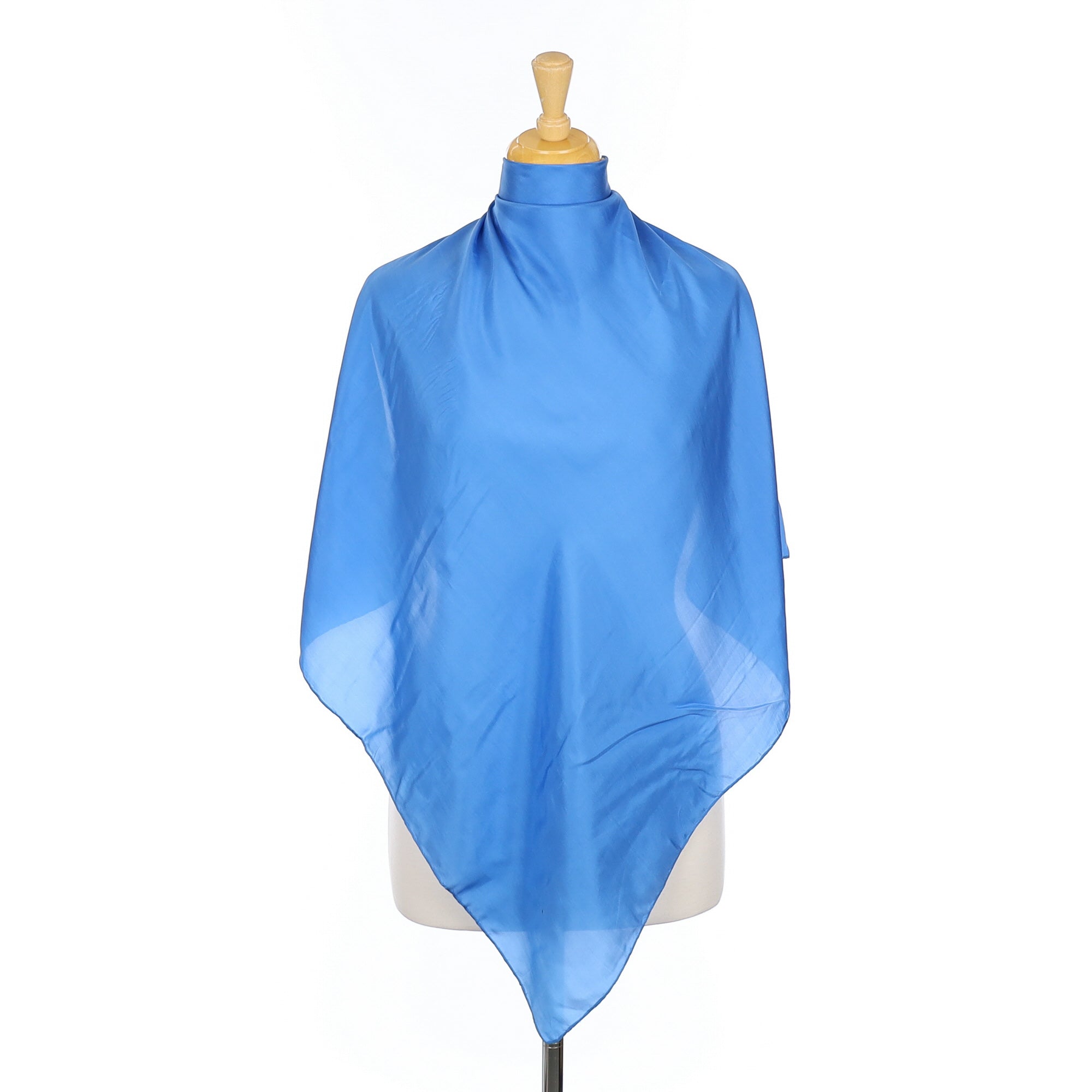 English Plain Blue Silk Scarf