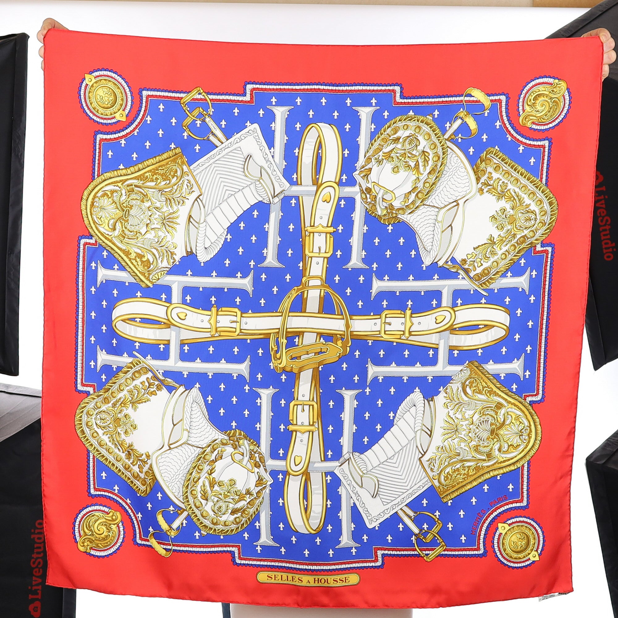 Pristine Hermès Selles a Housse Silk Scarf
