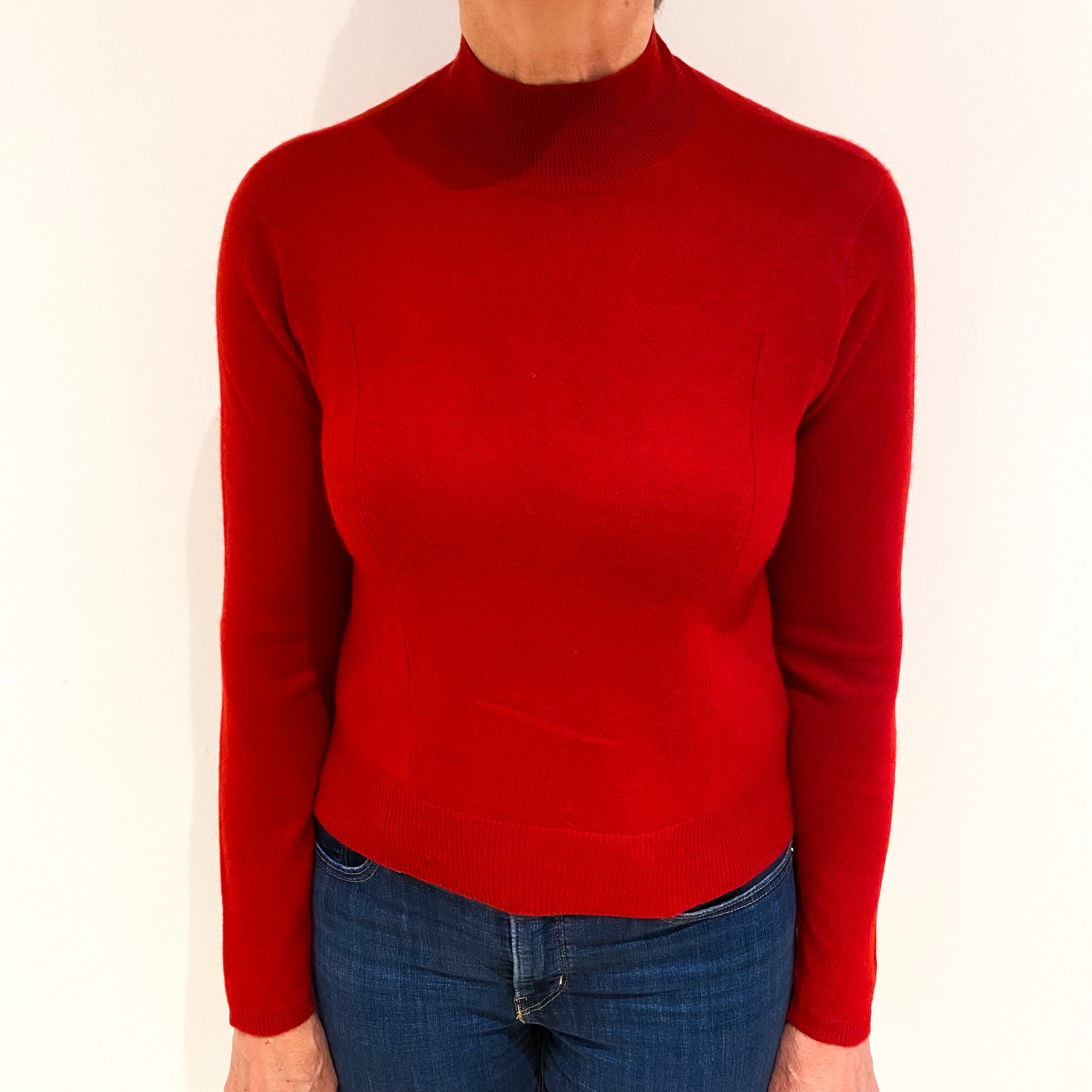 Berry Red Cashmere Turtle Neck Jumper Medium