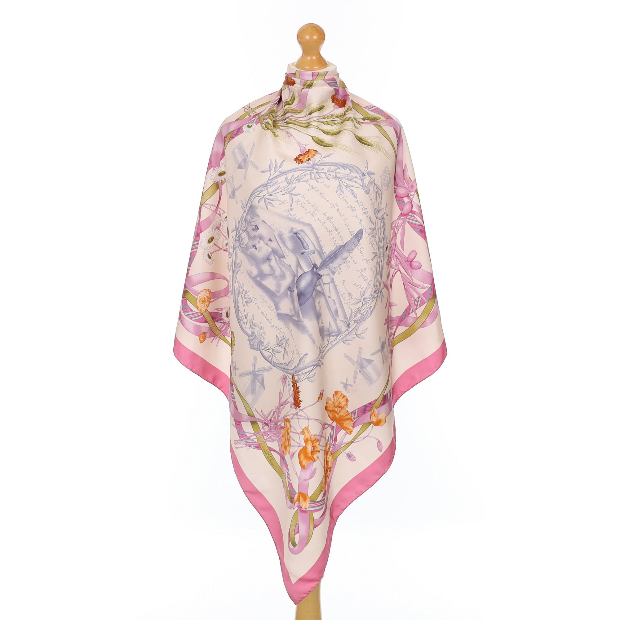 Loewe Pink and Orange Floral Silk Scarf