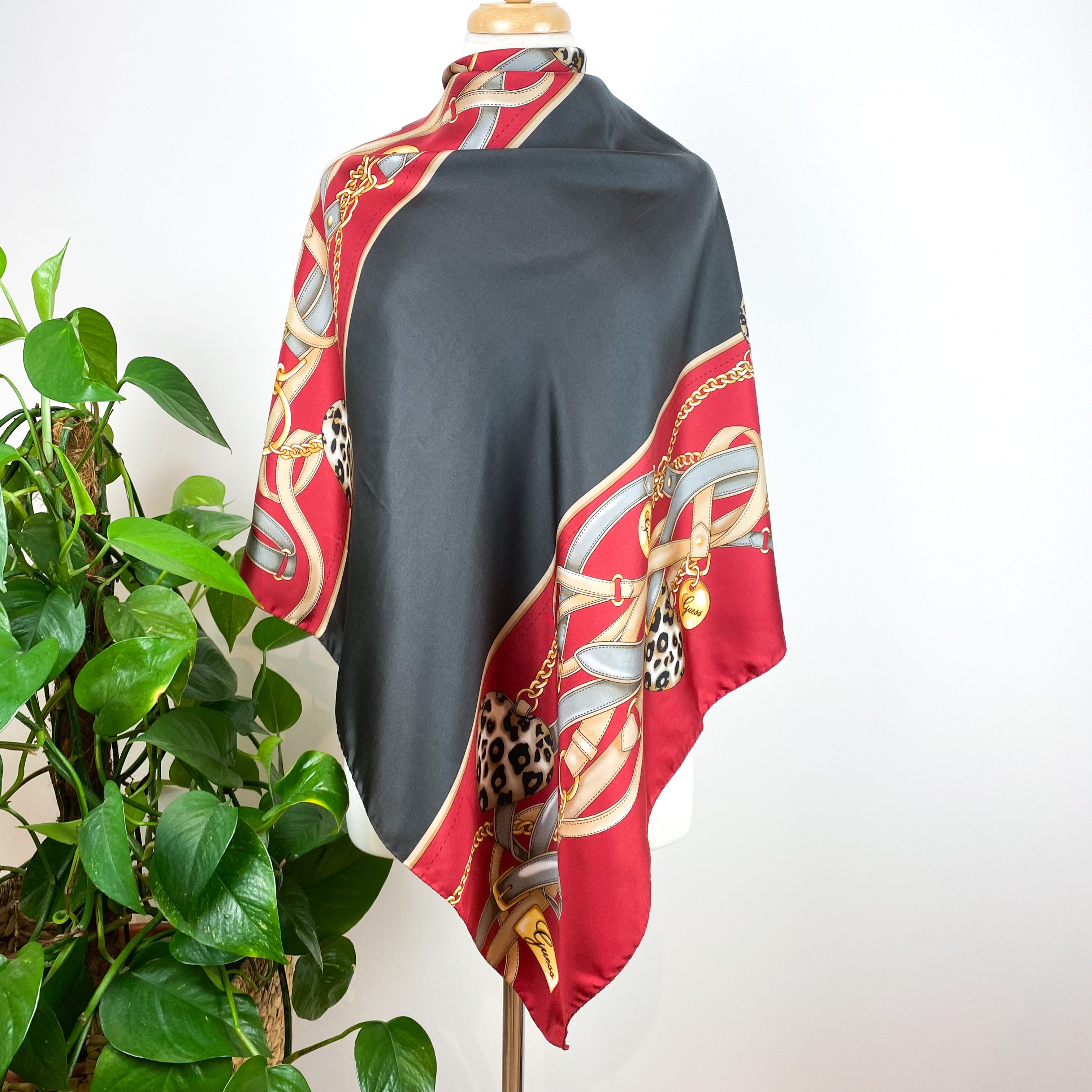 Brand New Guess Equestrian Italian Silk Scarf