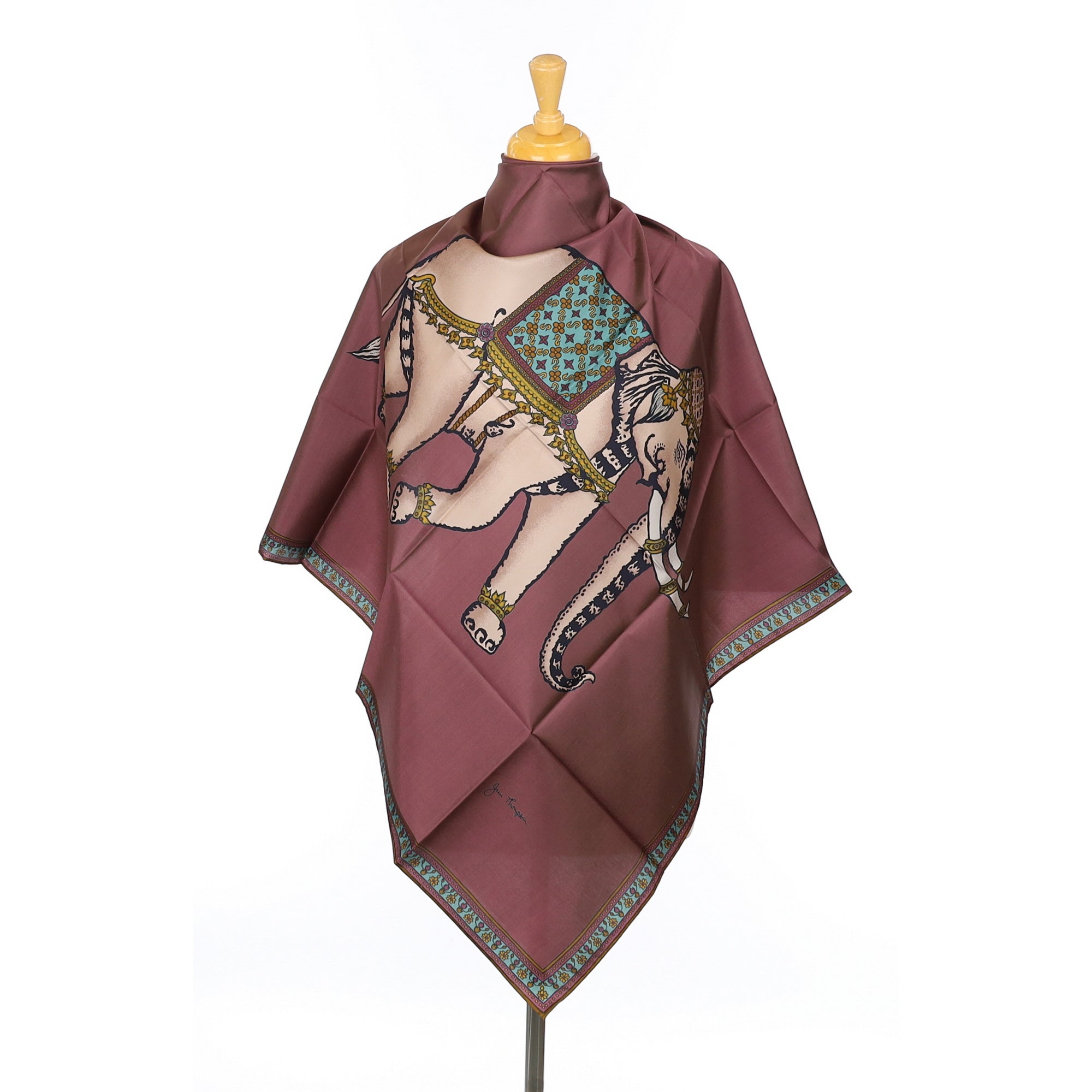Brand New Boxed Jim Thompson Elephant Silk Scarf