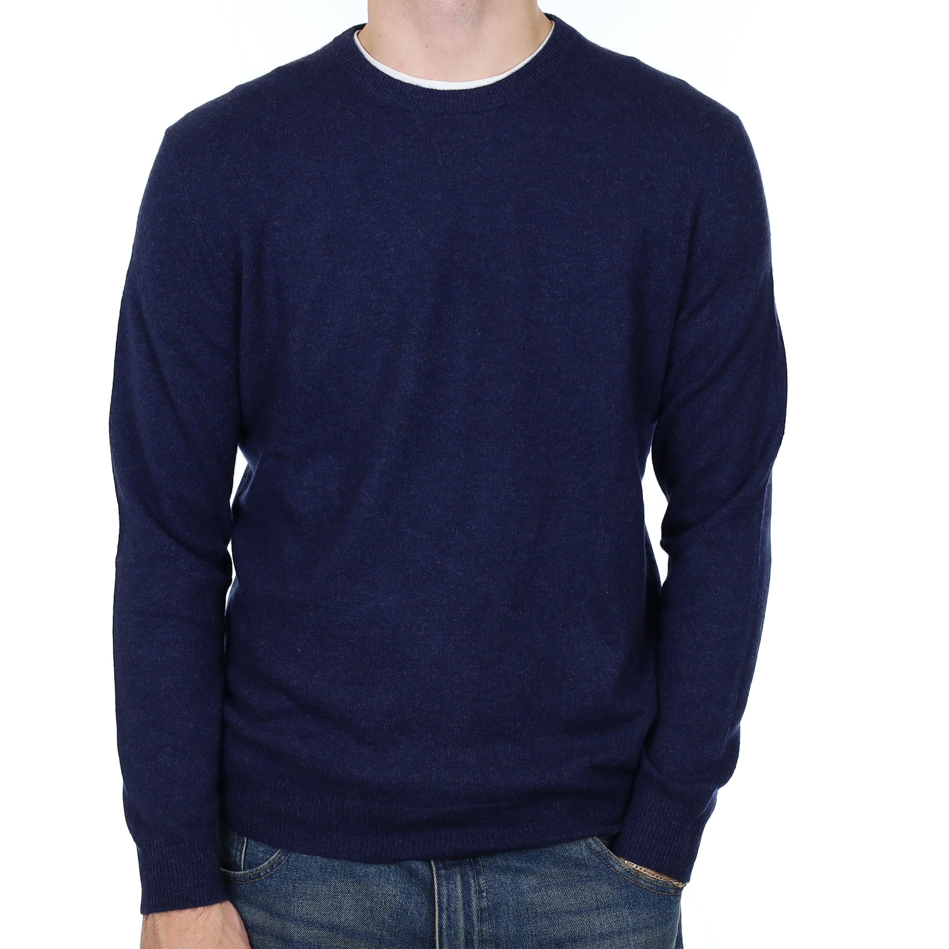 Men’s Midnight Blue Cashmere Crew Neck Jumper Large