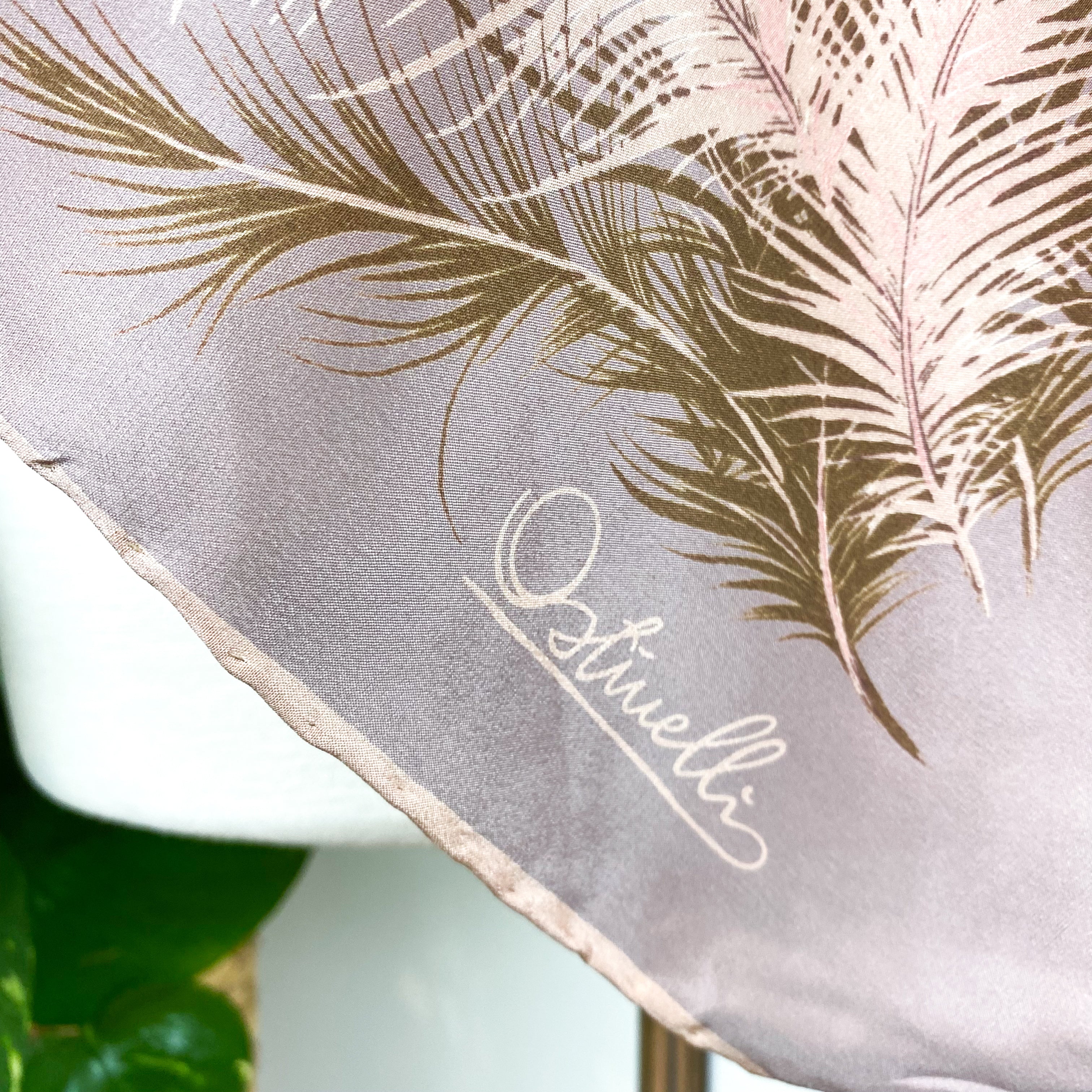 Unworn 1970s Ostinelli Italian Silk Scarf