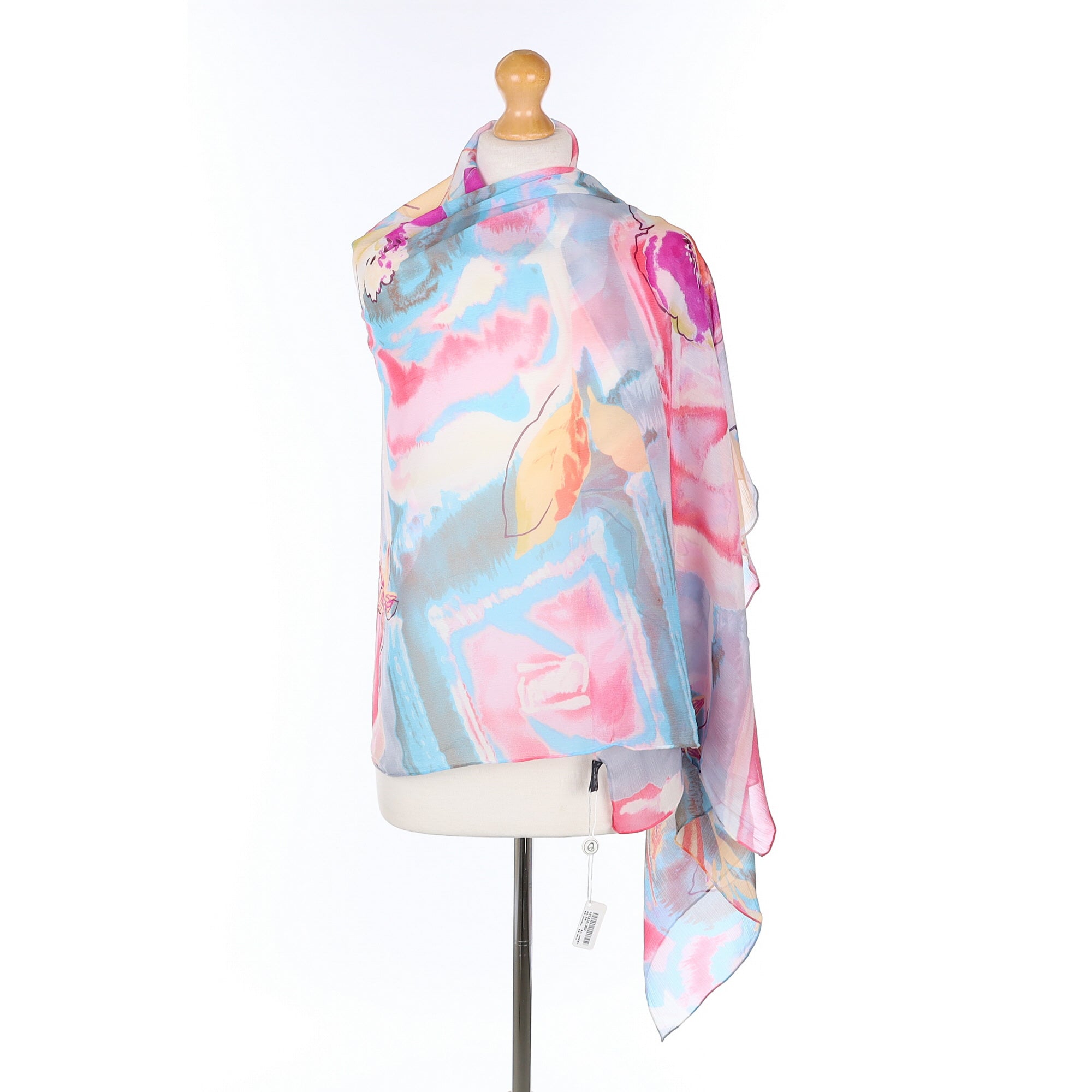 Boxed Baoshidi Contemporary Colourful Silk Scarf
