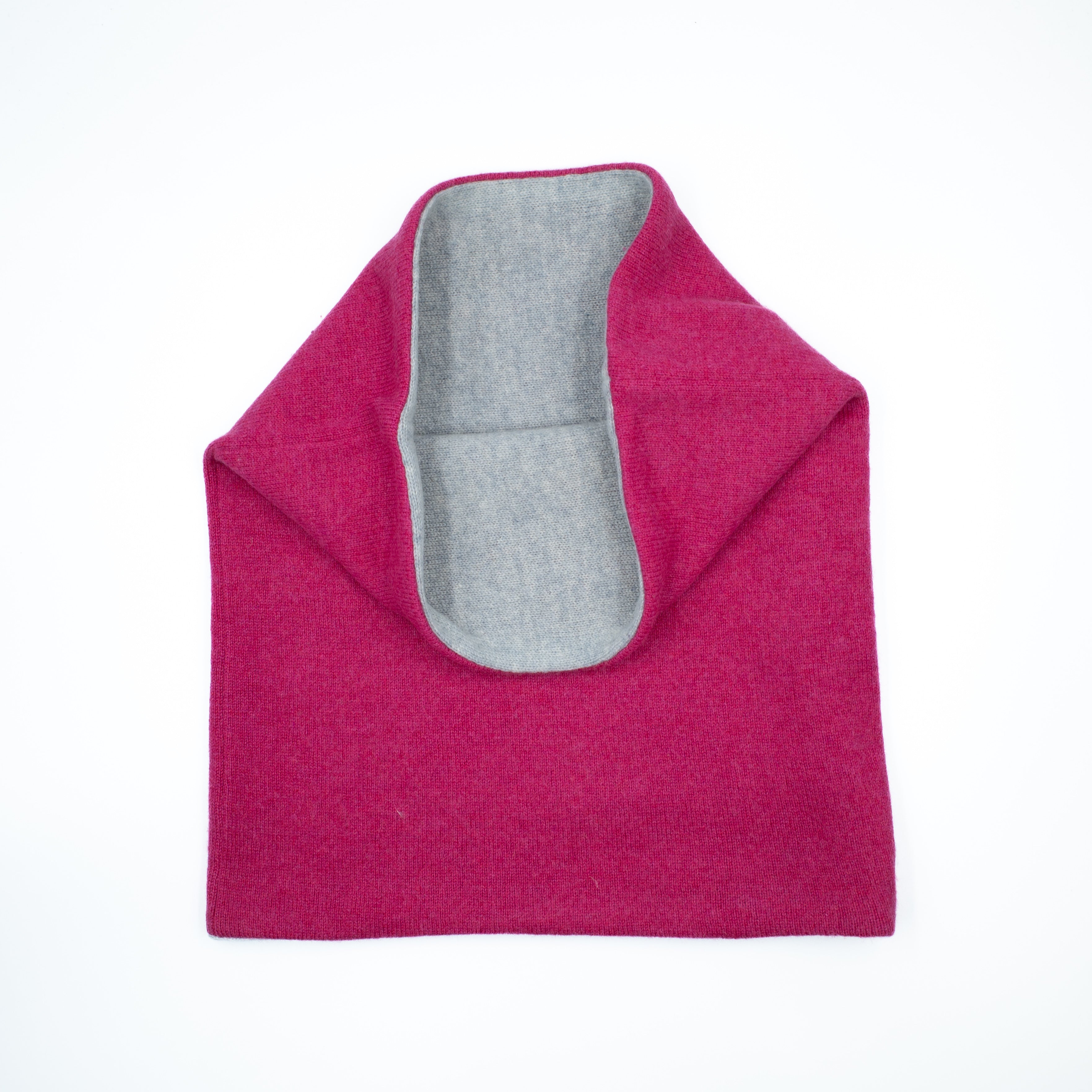 Fuchsia Pink and Pale Grey Luxury Double Layered Snood