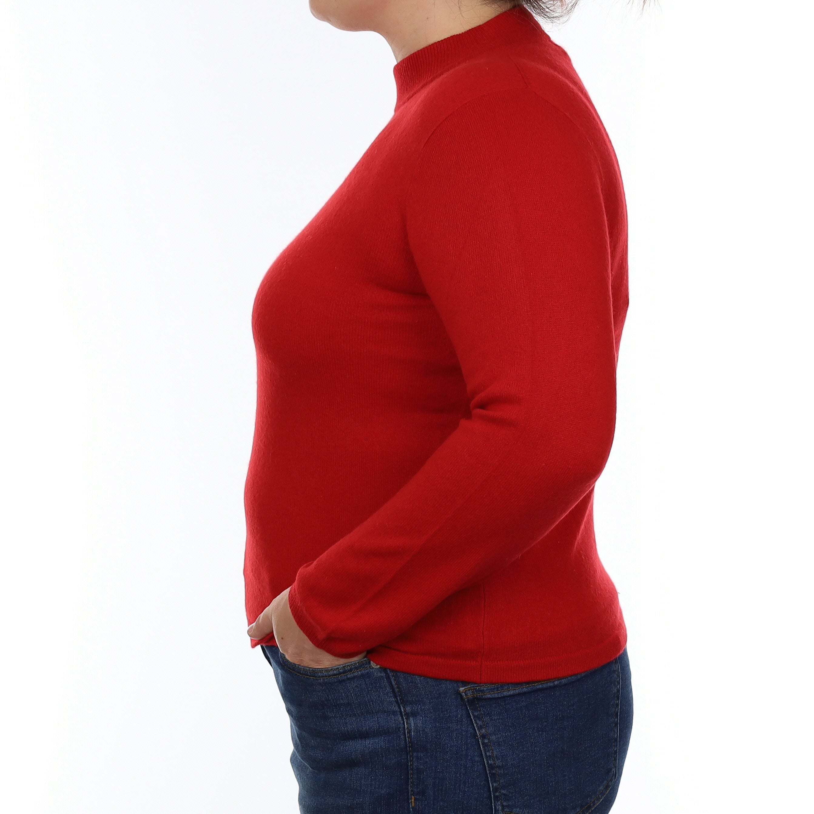 Scarlet Red Cashmere Turtle Neck Jumper Large