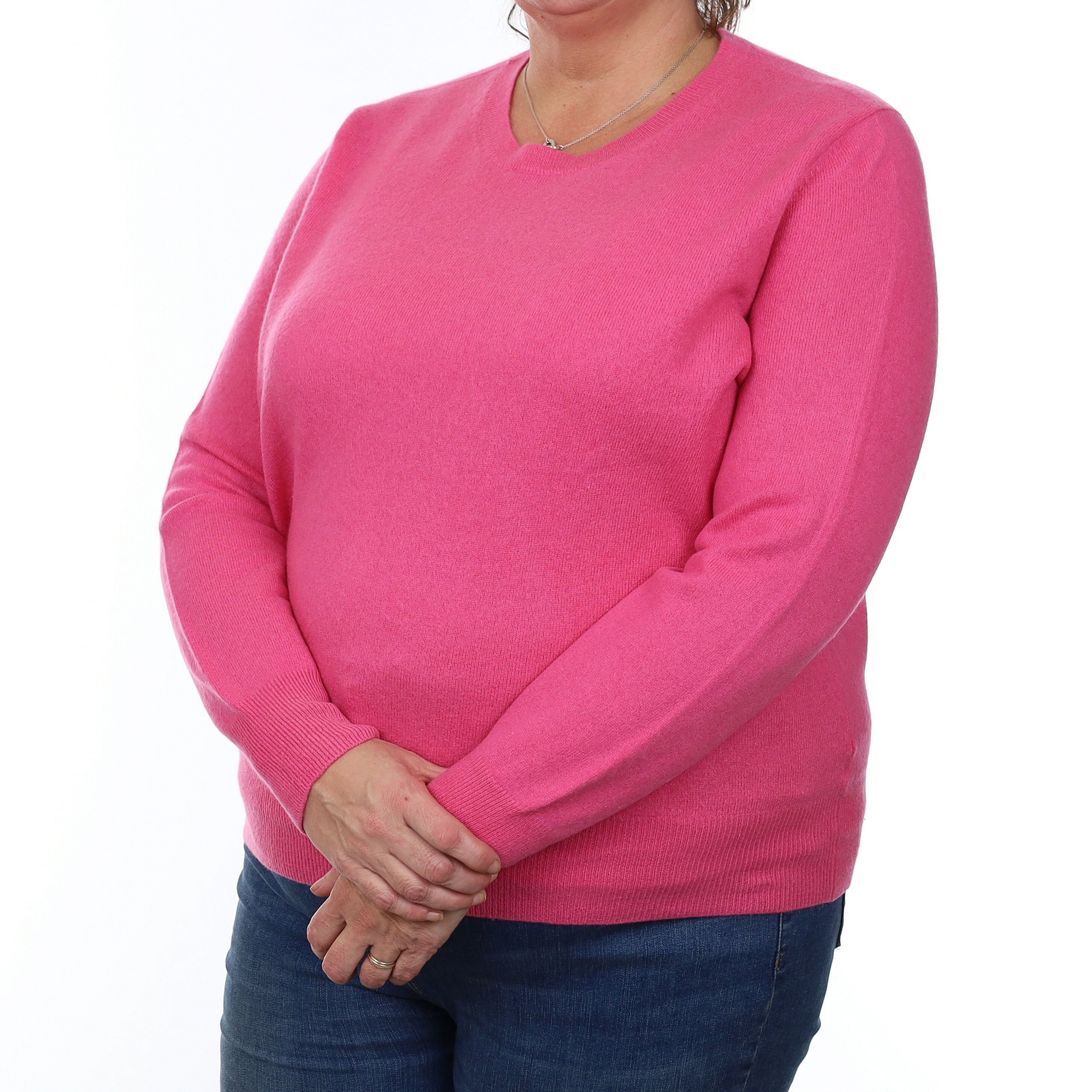 Hot Pink Cashmere Crew Neck Jumper Extra Large