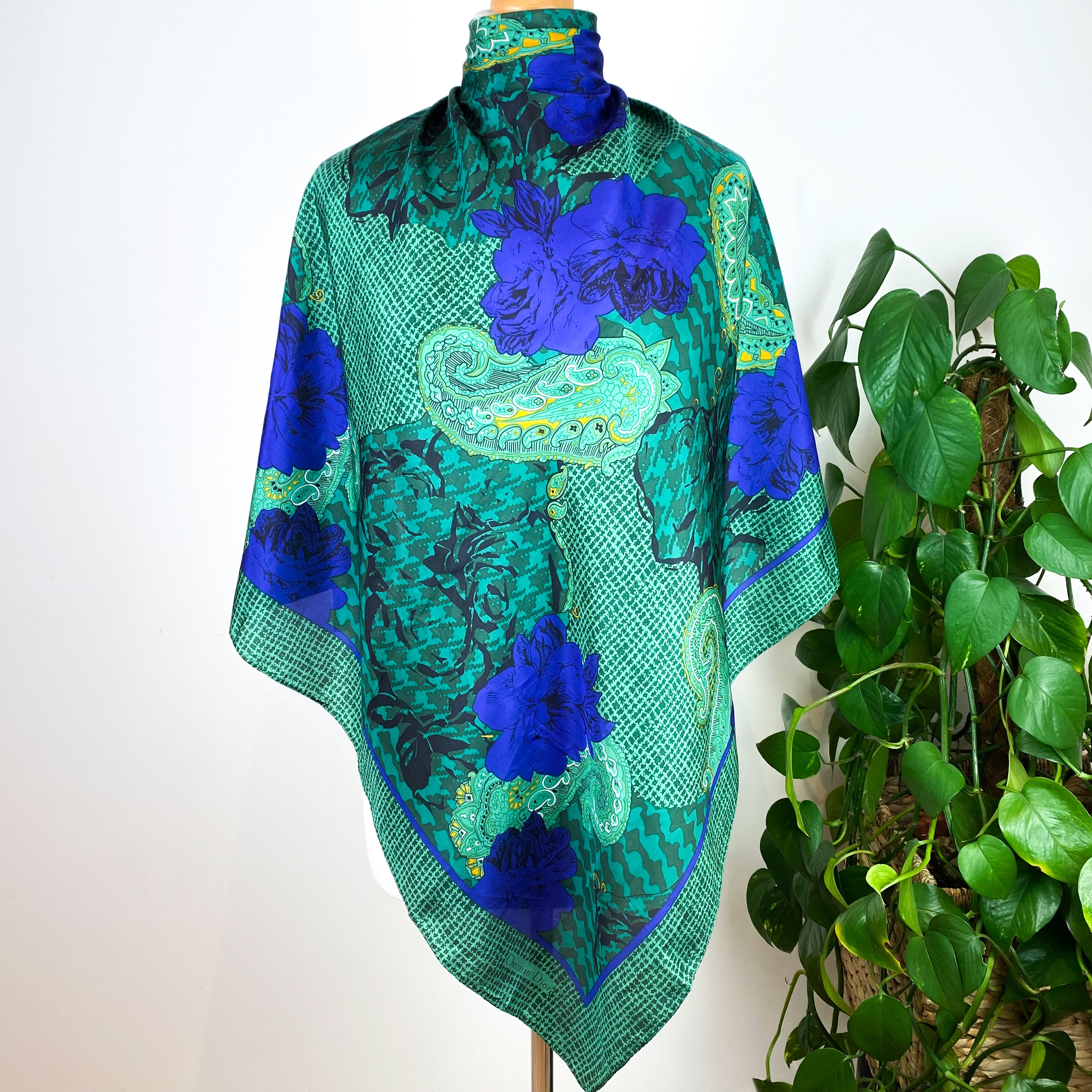 1970s Christian Dior Vintage Designer Silk Scarf