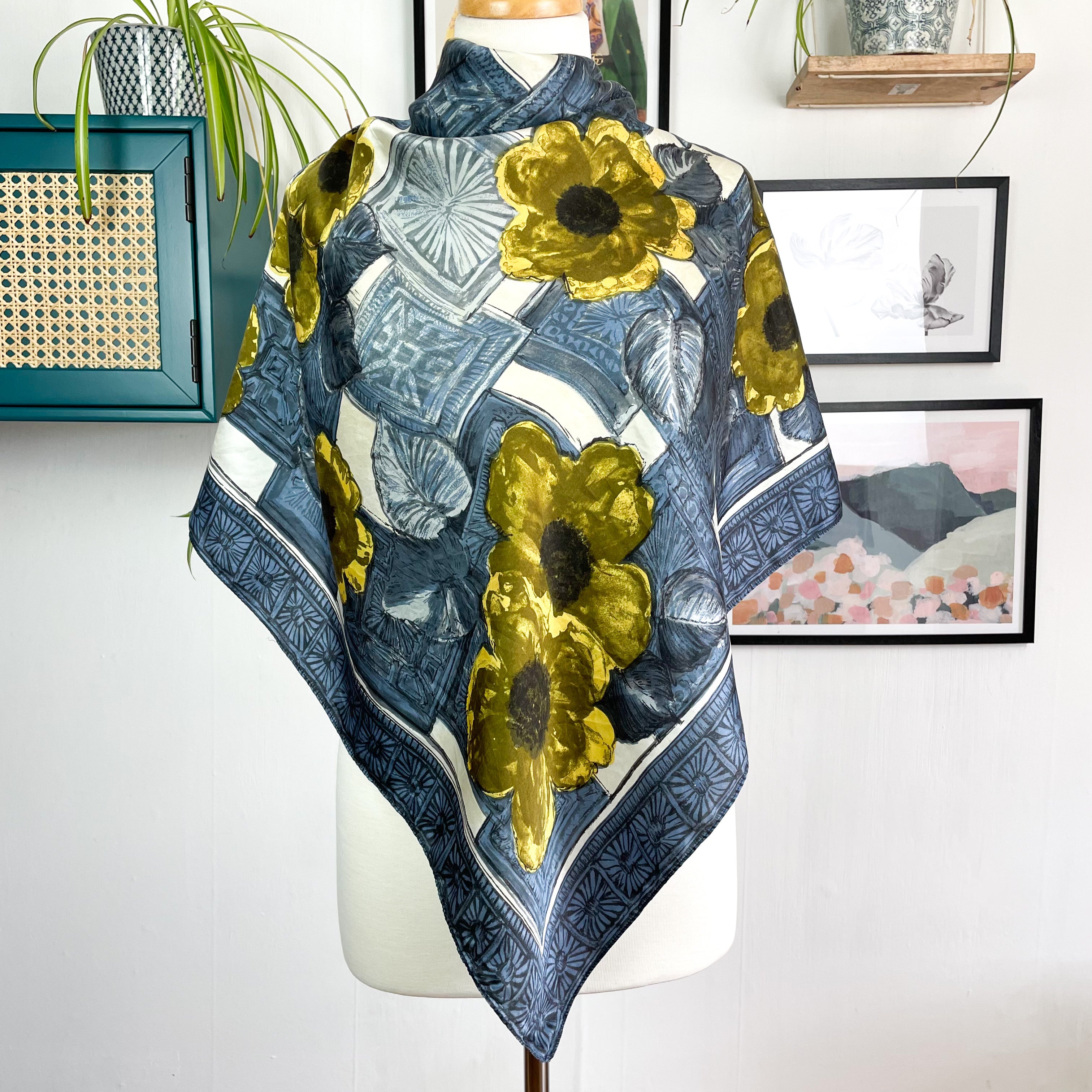 1960s Floral Vintage Silk Scarf