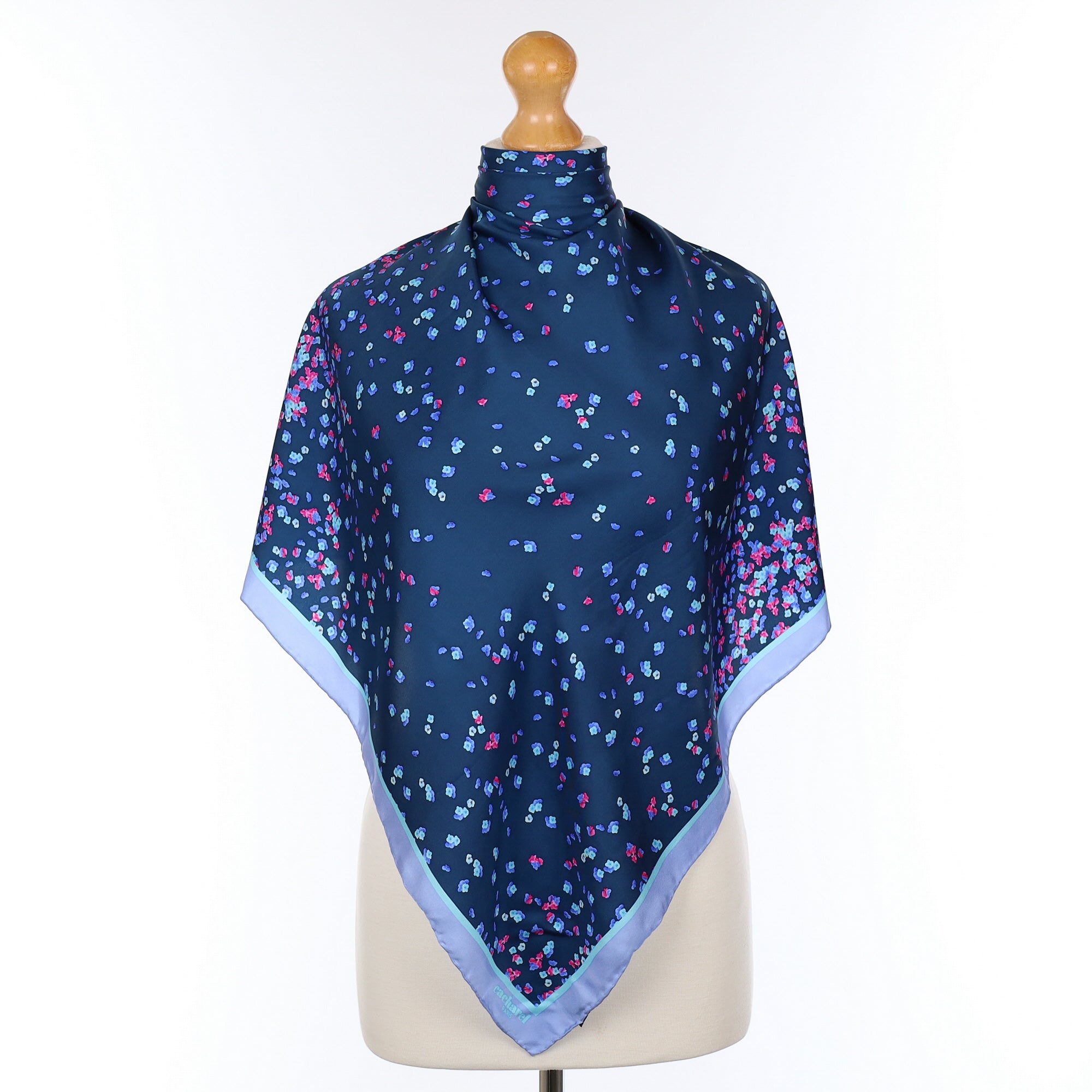 Cacharel Blue Floral Silk Scarf